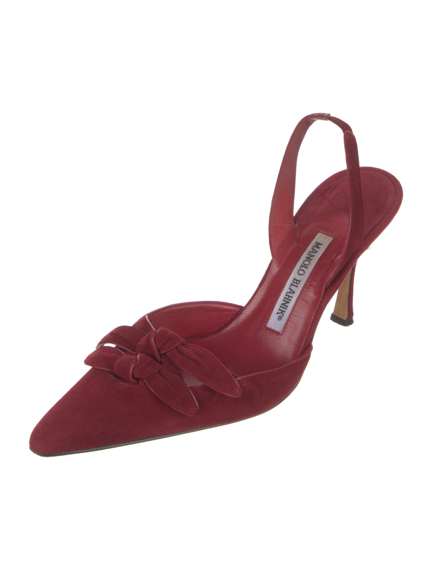 Manolo Blahnik Suede Bow Accents Slingback Pumps