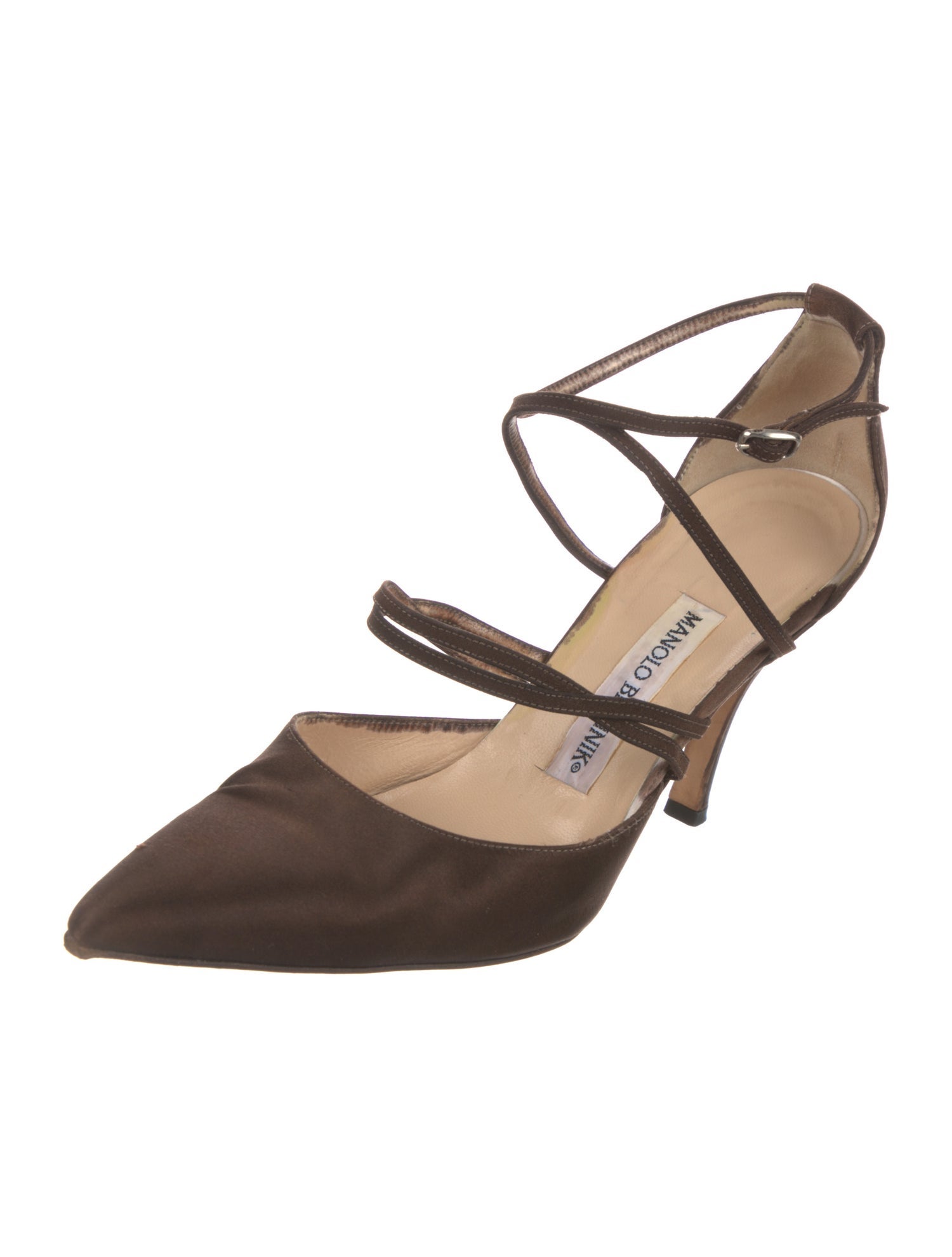 Manolo Blahnik Satin D'Orsay Pumps