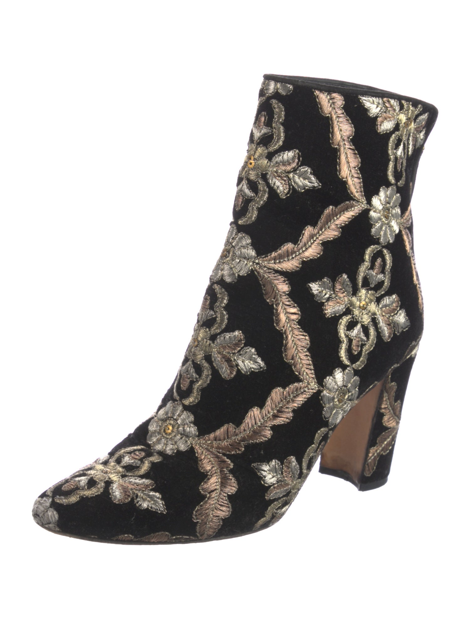 Manolo Blahnik Velvet Floral Print Boots