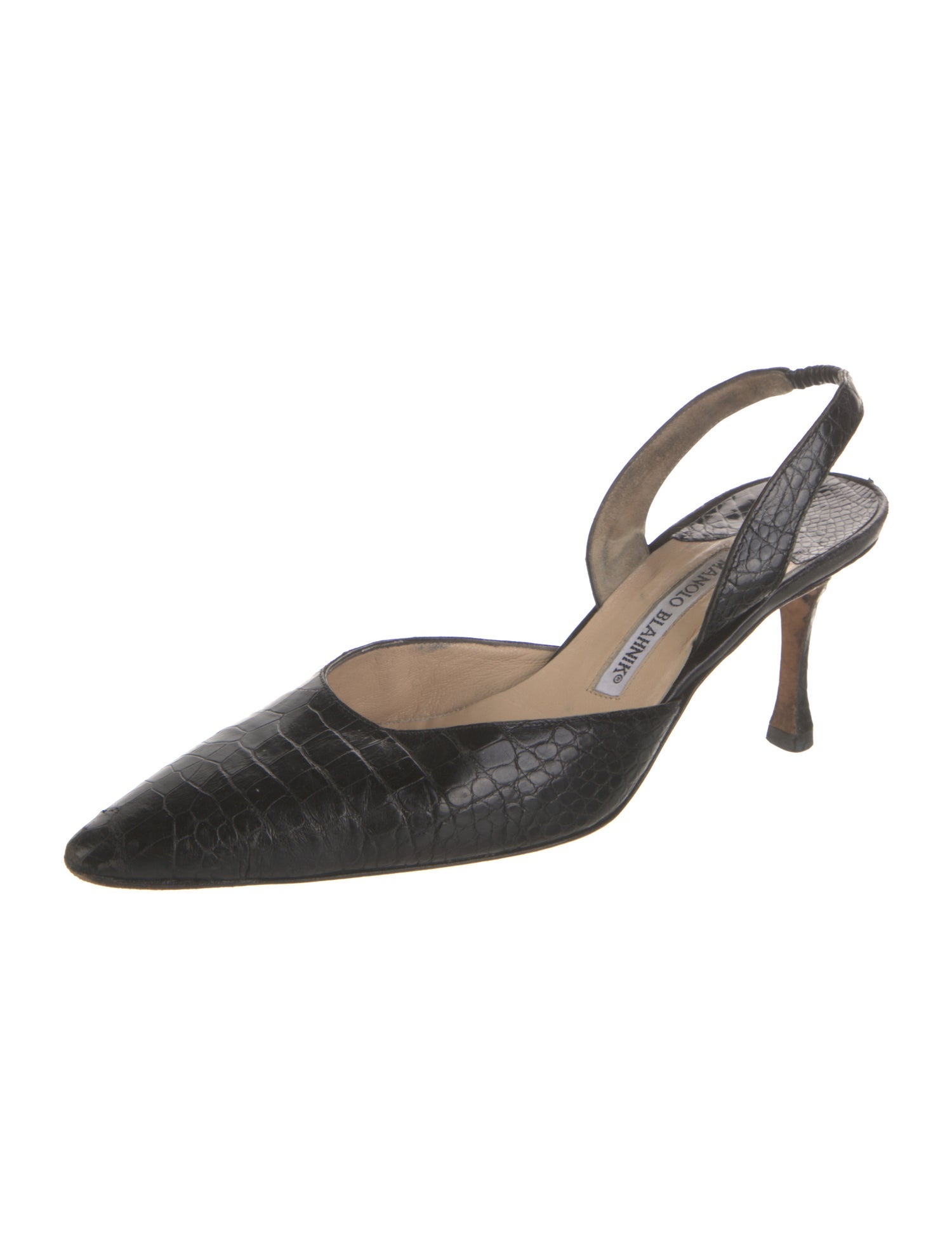 Manolo Blahnik Embossed Leather Slingback Pumps