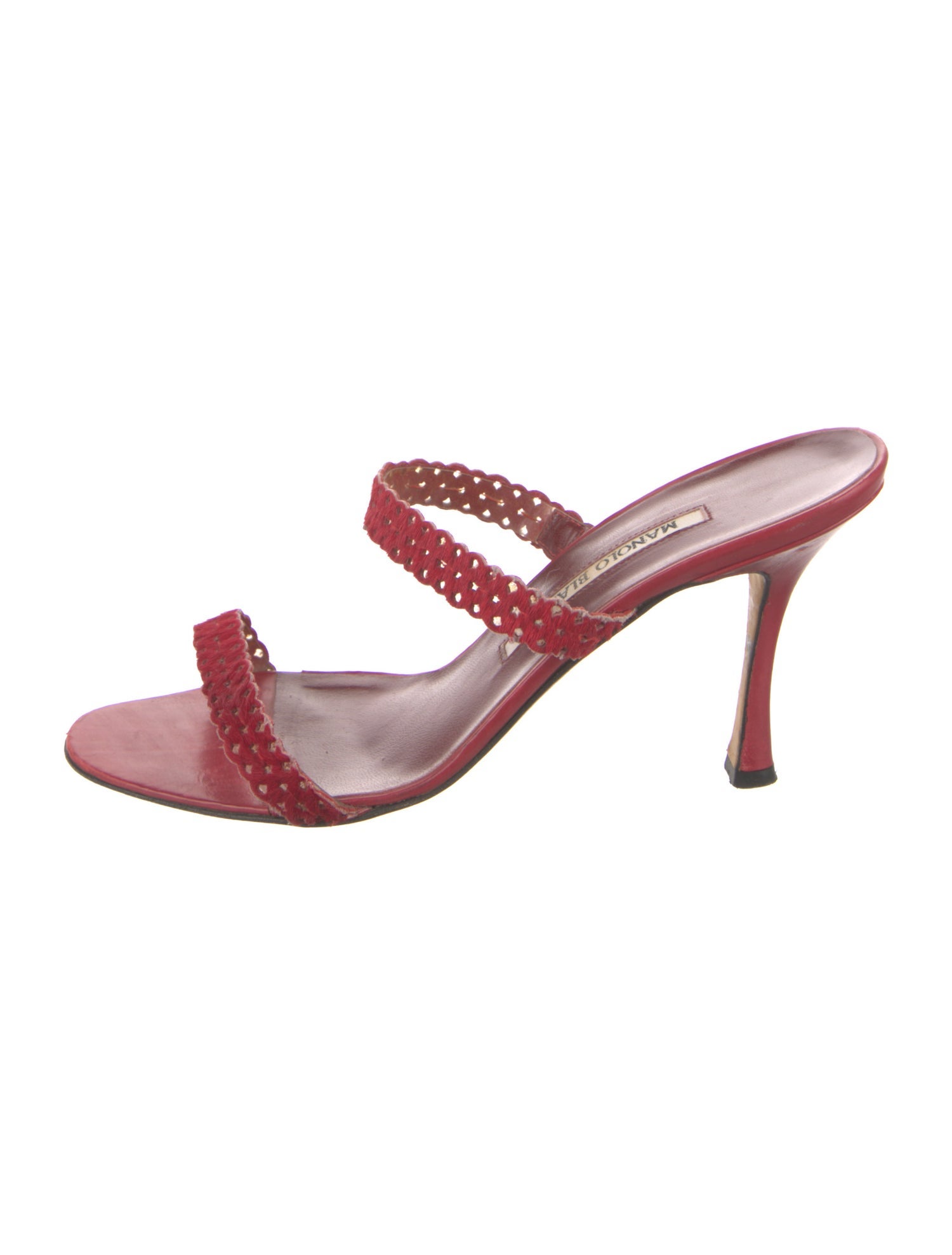 Manolo Blahnik Leather Beaded Accents Slides