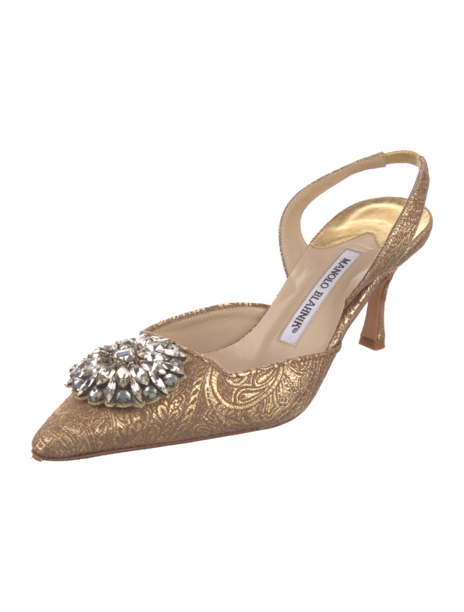 Manolo Blahnik Crystal Embellishments Slingback Pumps