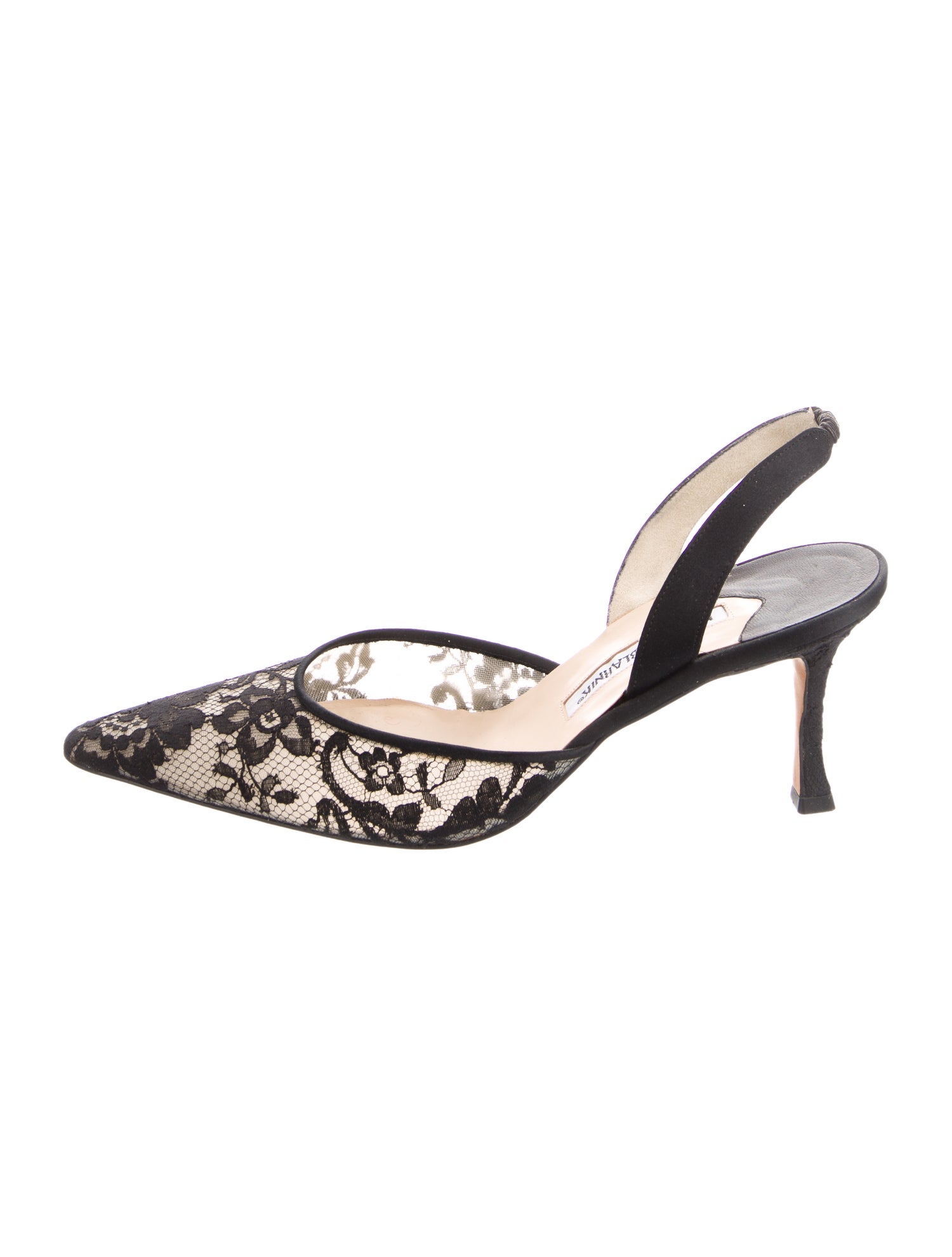Manolo Blahnik Lace Floral Print Slingback Pumps