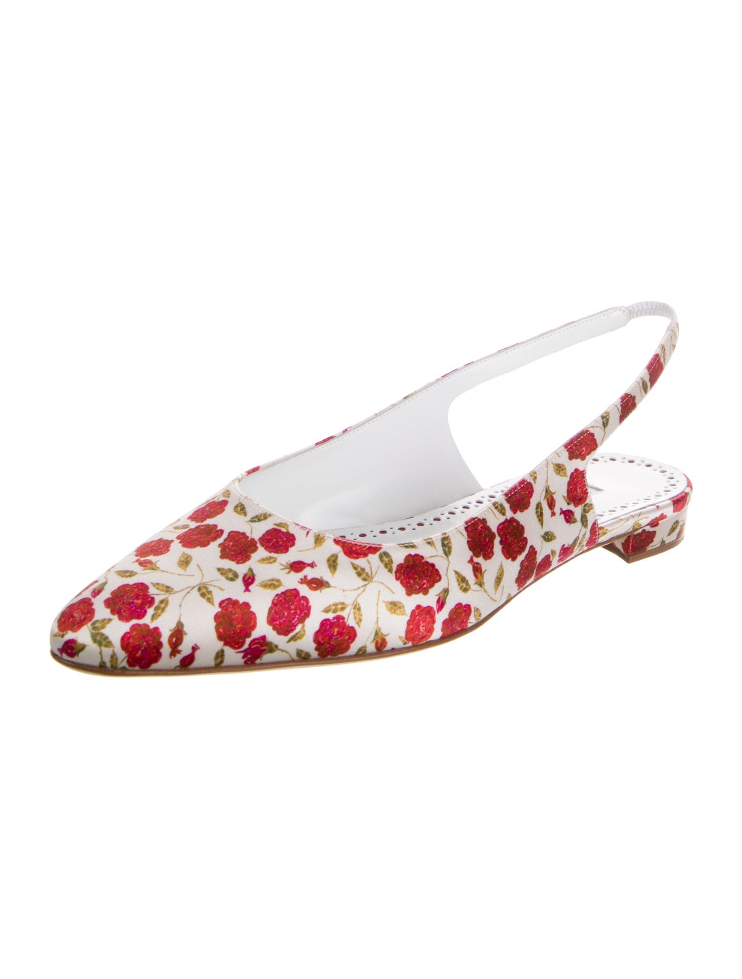 Manolo Blahnik Floral Print Slingback Flats