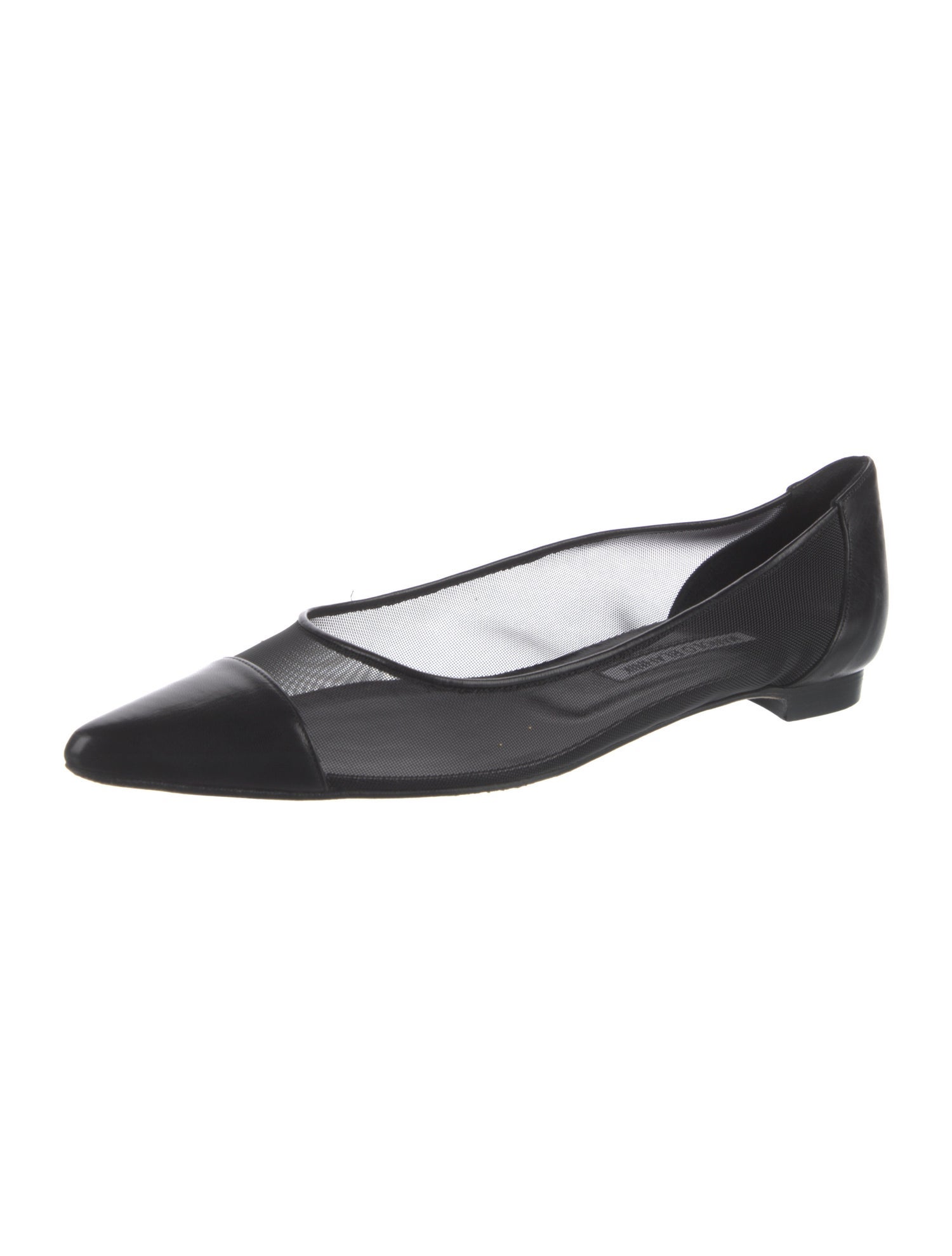 Manolo Blahnik Leather Mesh Accents Ballet Flats
