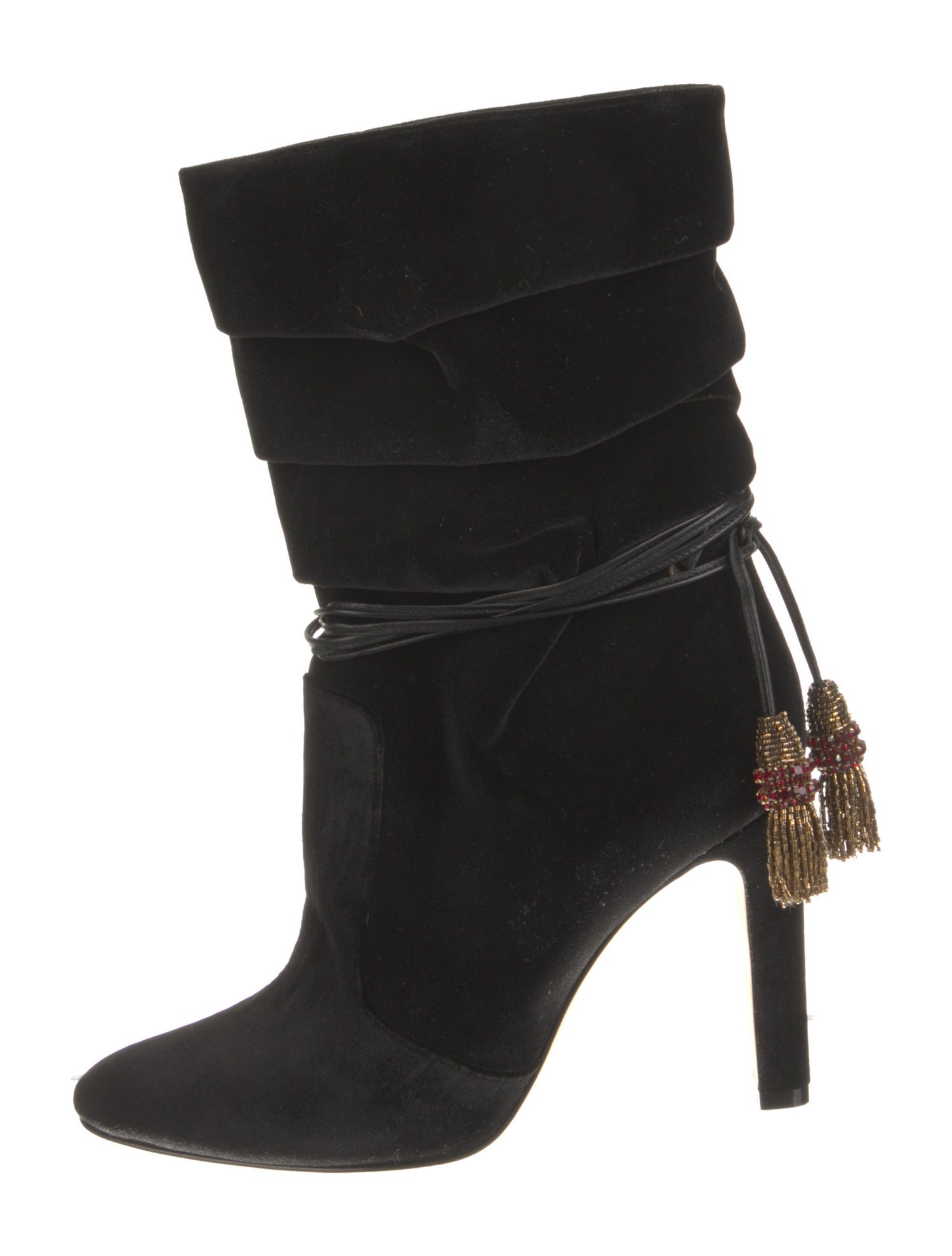 Manolo Blahnik Velvet Tassel Accents Boots