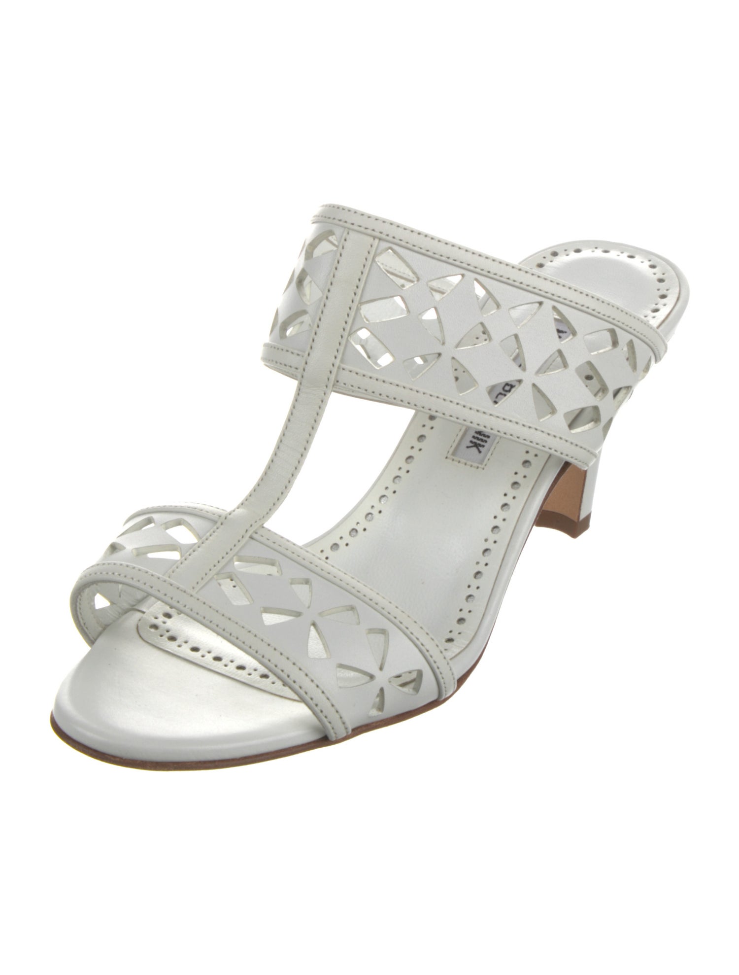 Manolo Blahnik Leather T-Strap Sandals