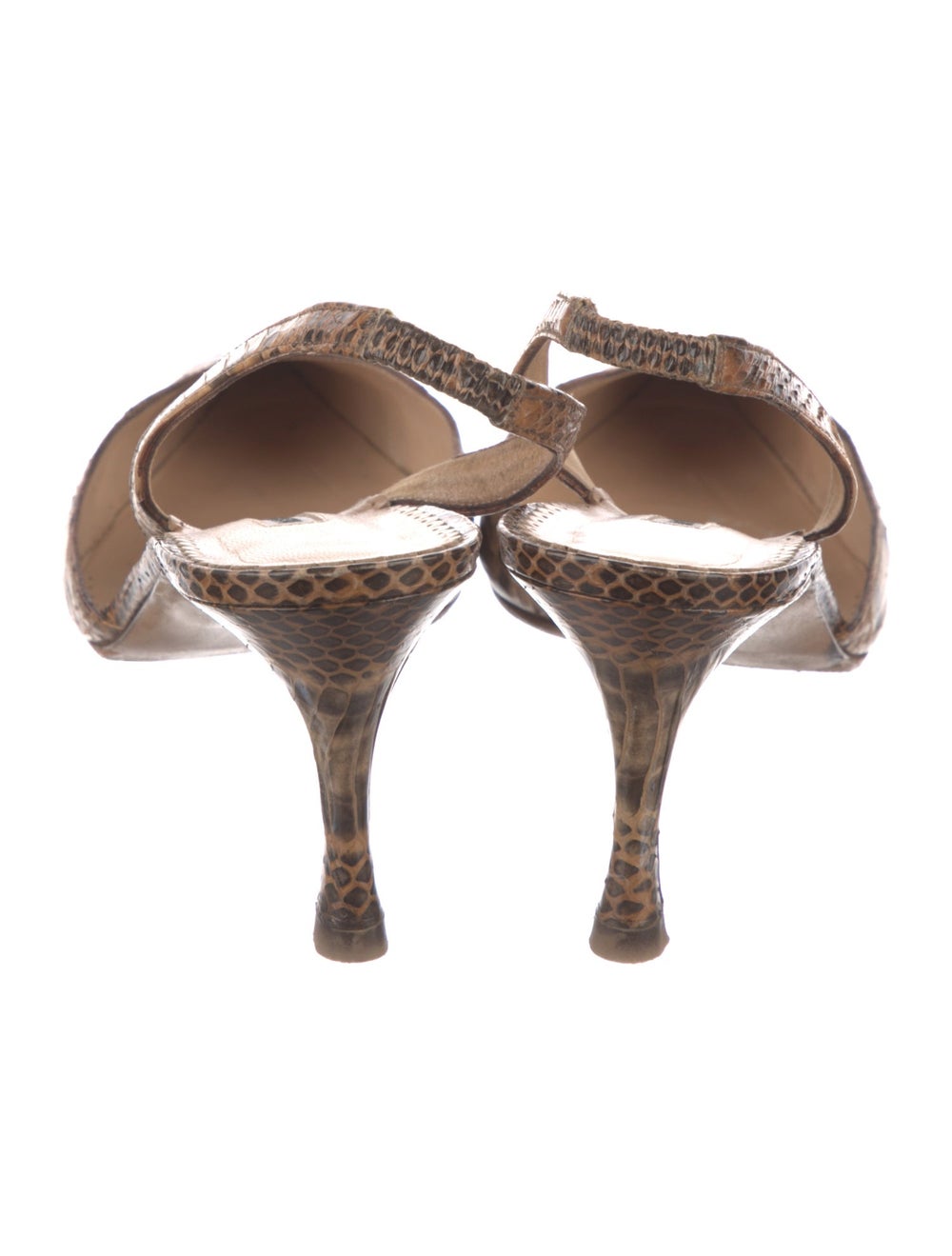 Manolo Blahnik Python Slingback Pumps Brown Anima… - image 4