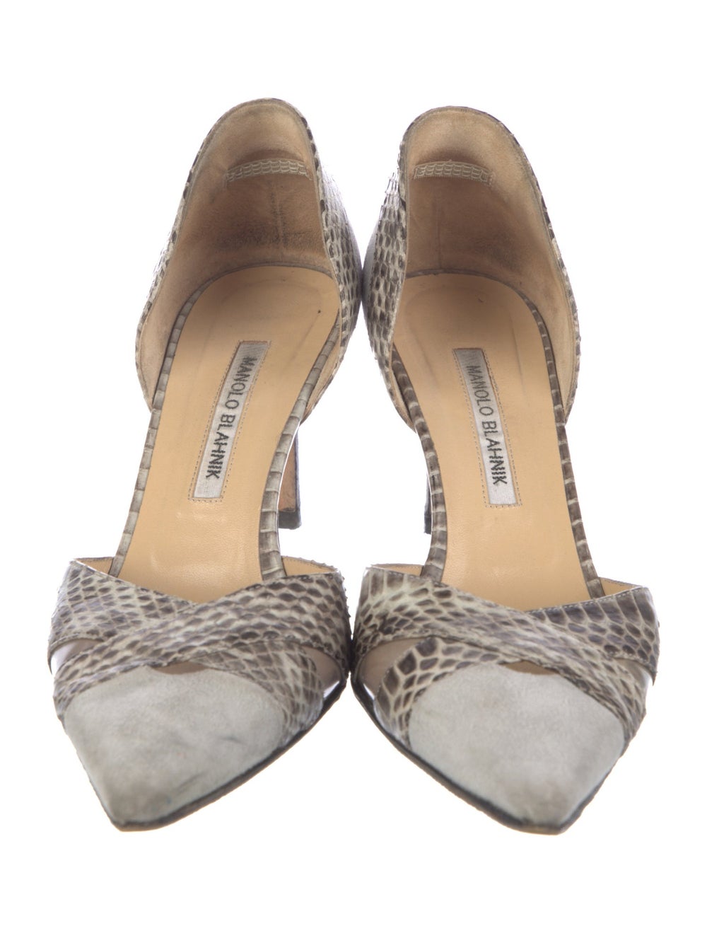 Manolo Blahnik Python D'Orsay Pumps Black, Brown … - image 3