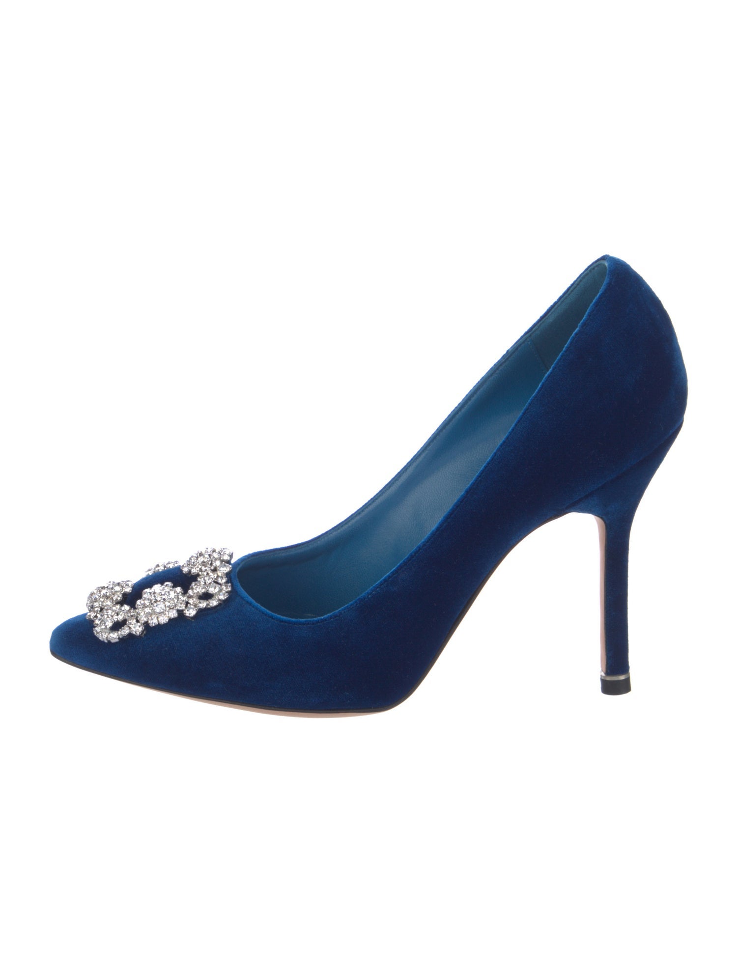 Manolo Blahnik Velvet Crystal Embellishments Pumps