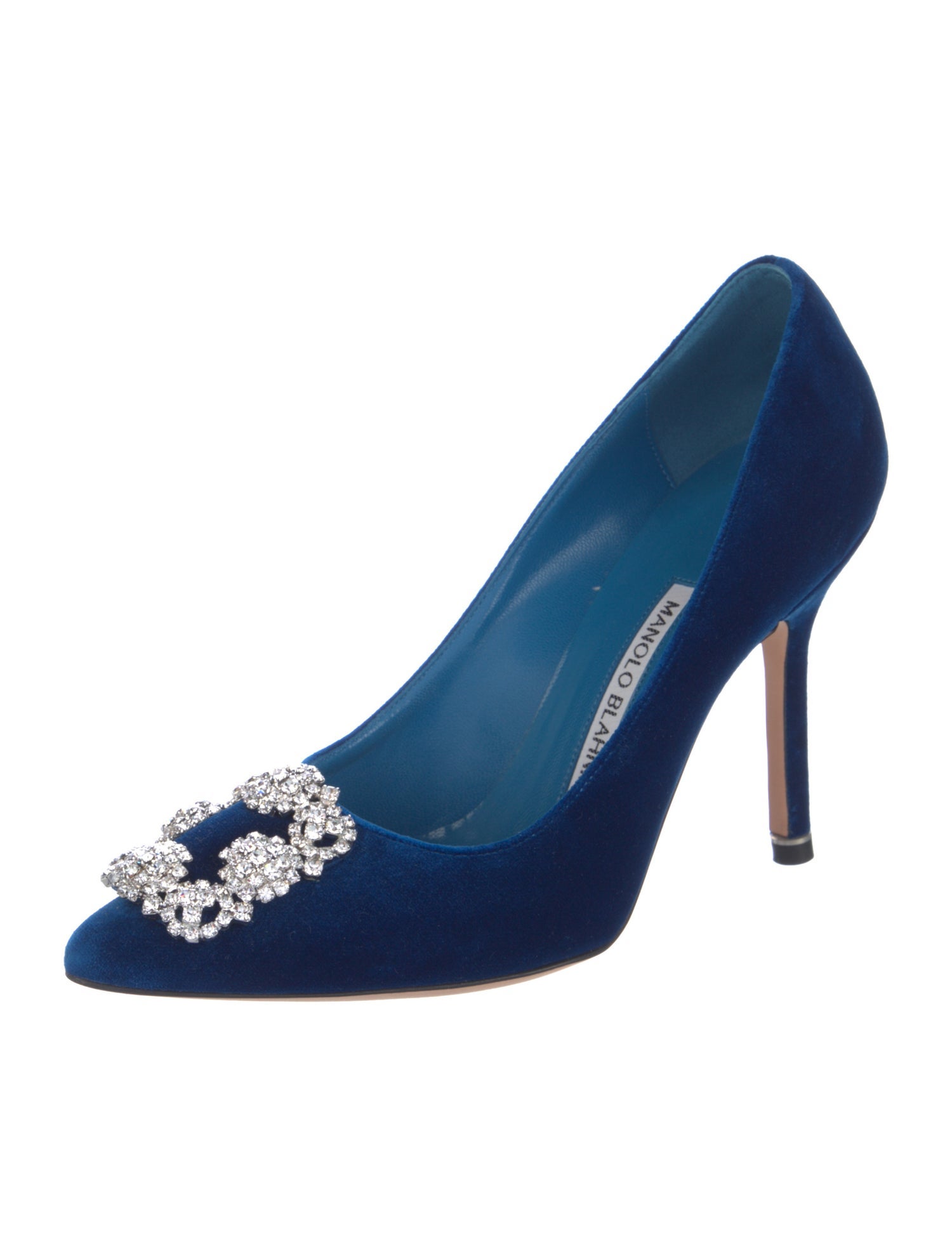 Manolo Blahnik Velvet Crystal Embellishments Pumps