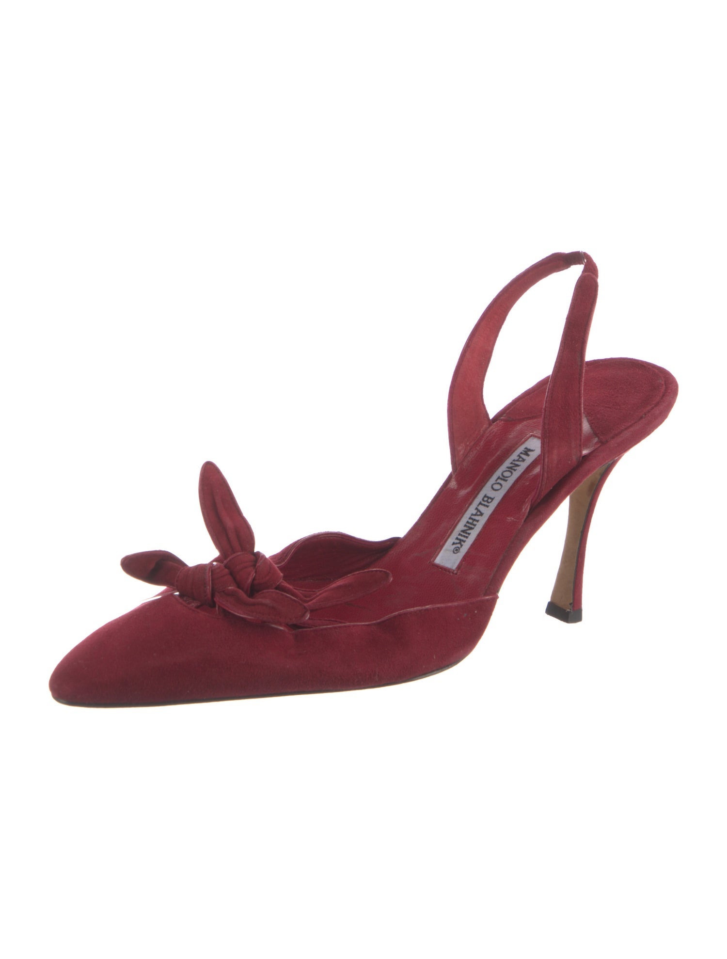 Manolo Blahnik Suede Bow Accents Slingback Pumps