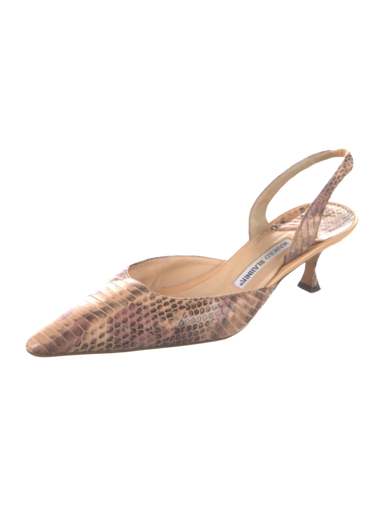 Manolo Blahnik Snakeskin Animal Print Slingback Pumps