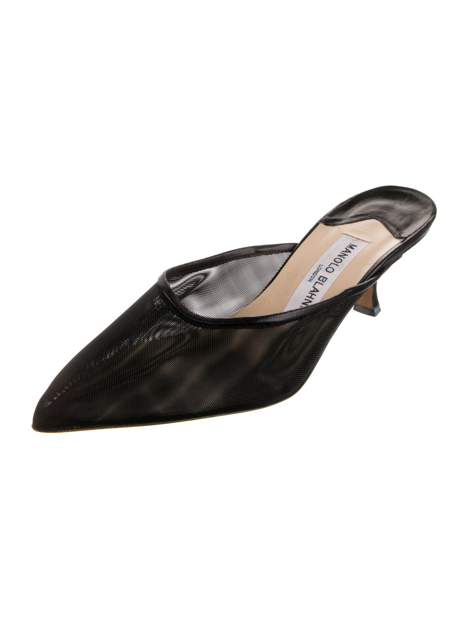 Manolo Blahnik Mesh Printed Mules