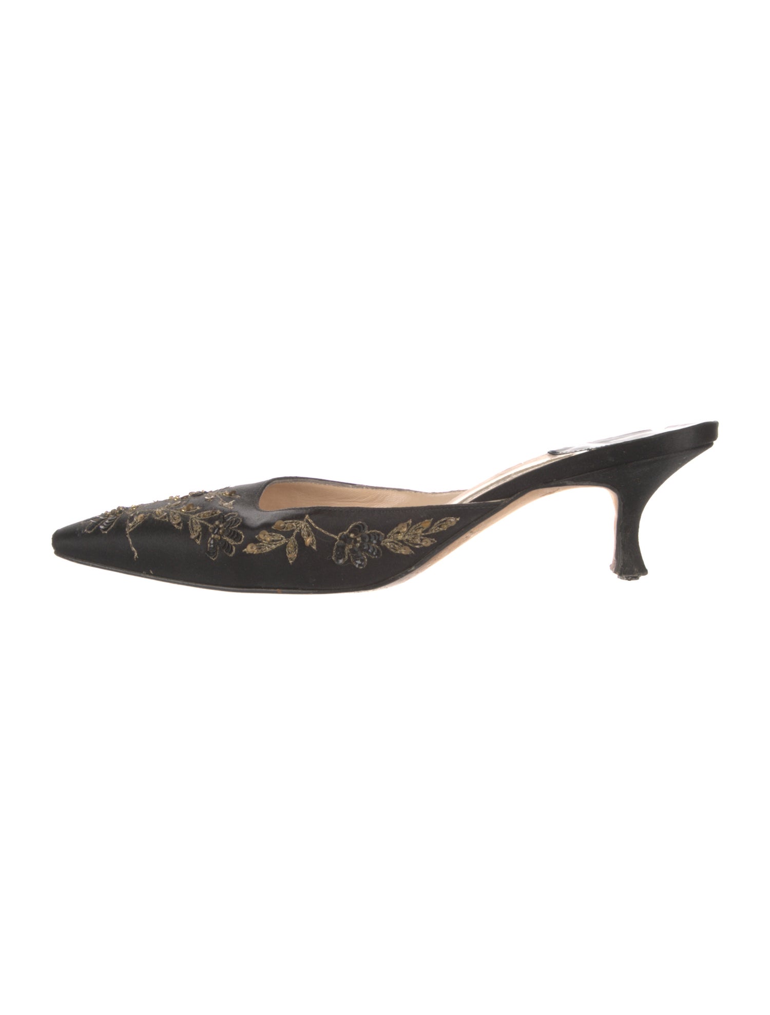 The RealReal Satin Sequin Embellishments Mules
