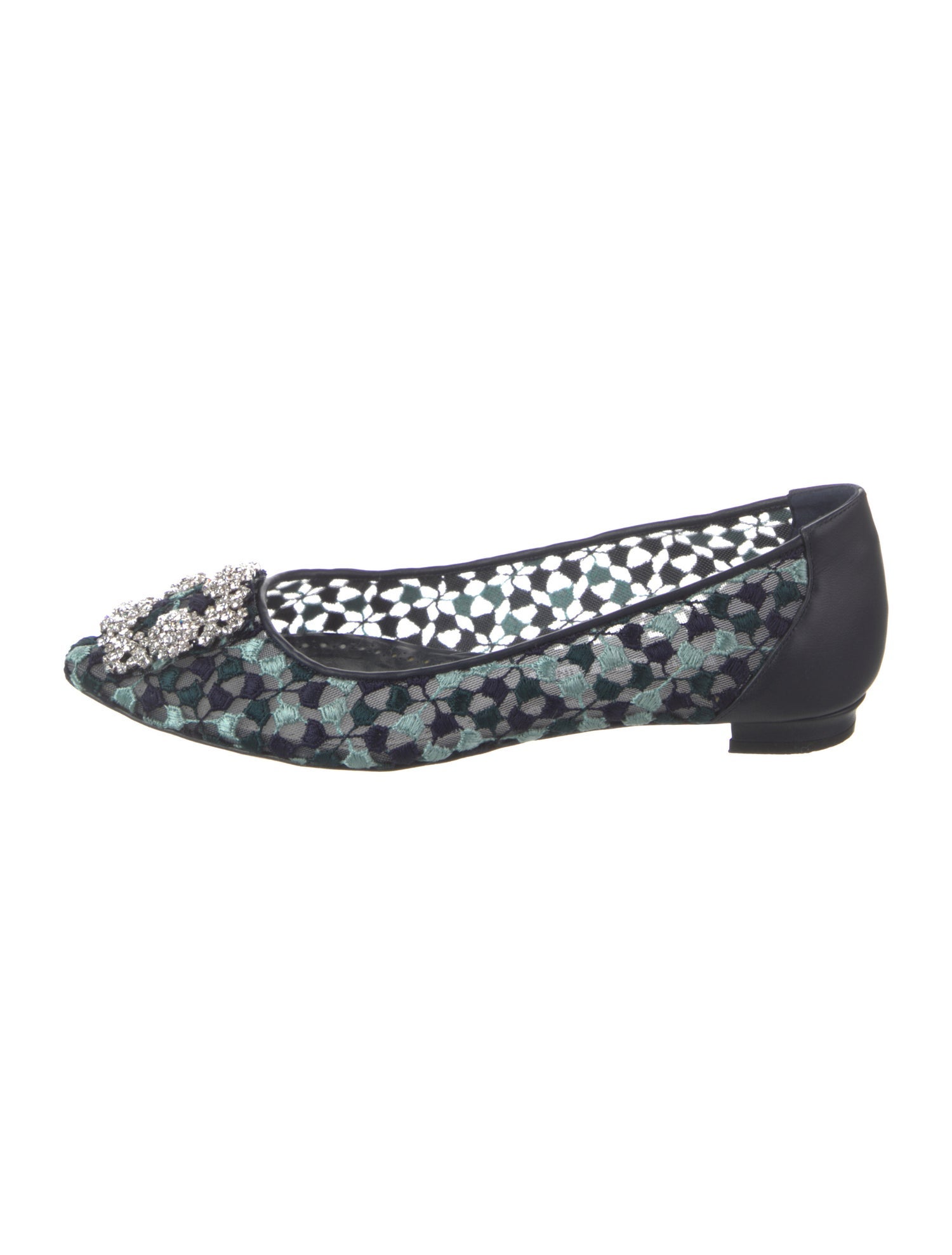 Manolo Blahnik Mesh Lace Pattern Flats