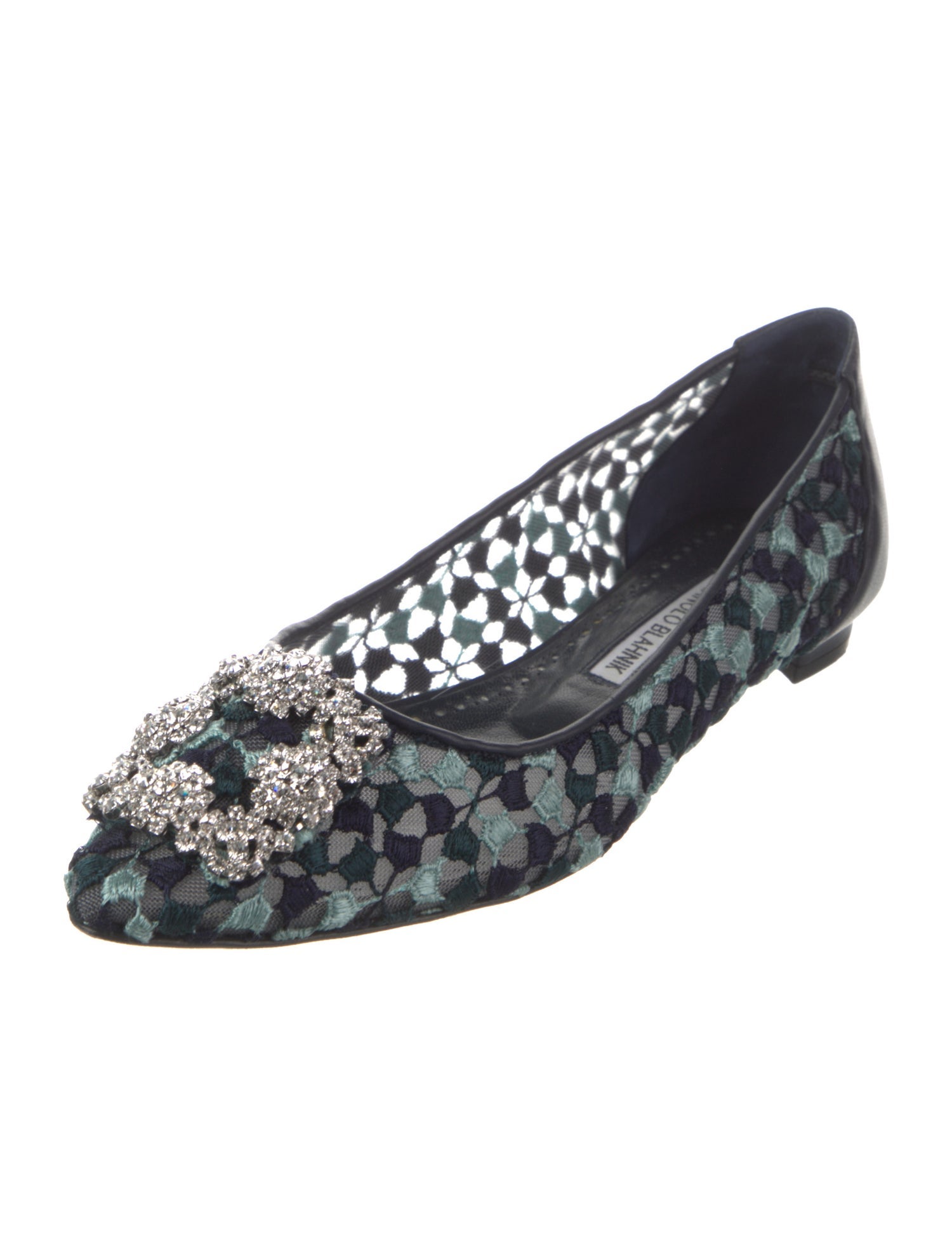 Manolo Blahnik Mesh Lace Pattern Flats