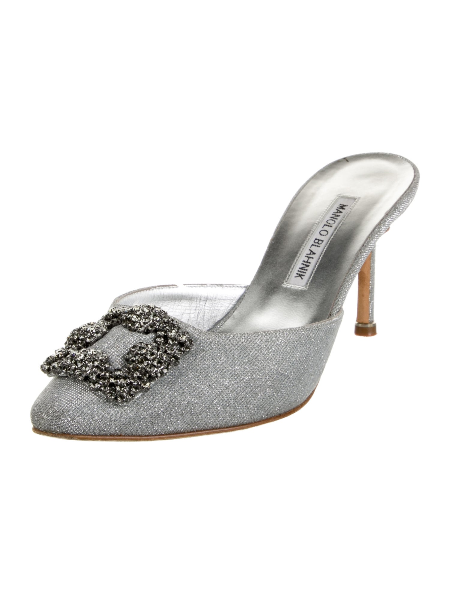 Manolo Blahnik Glitter Glitter Accents Mules