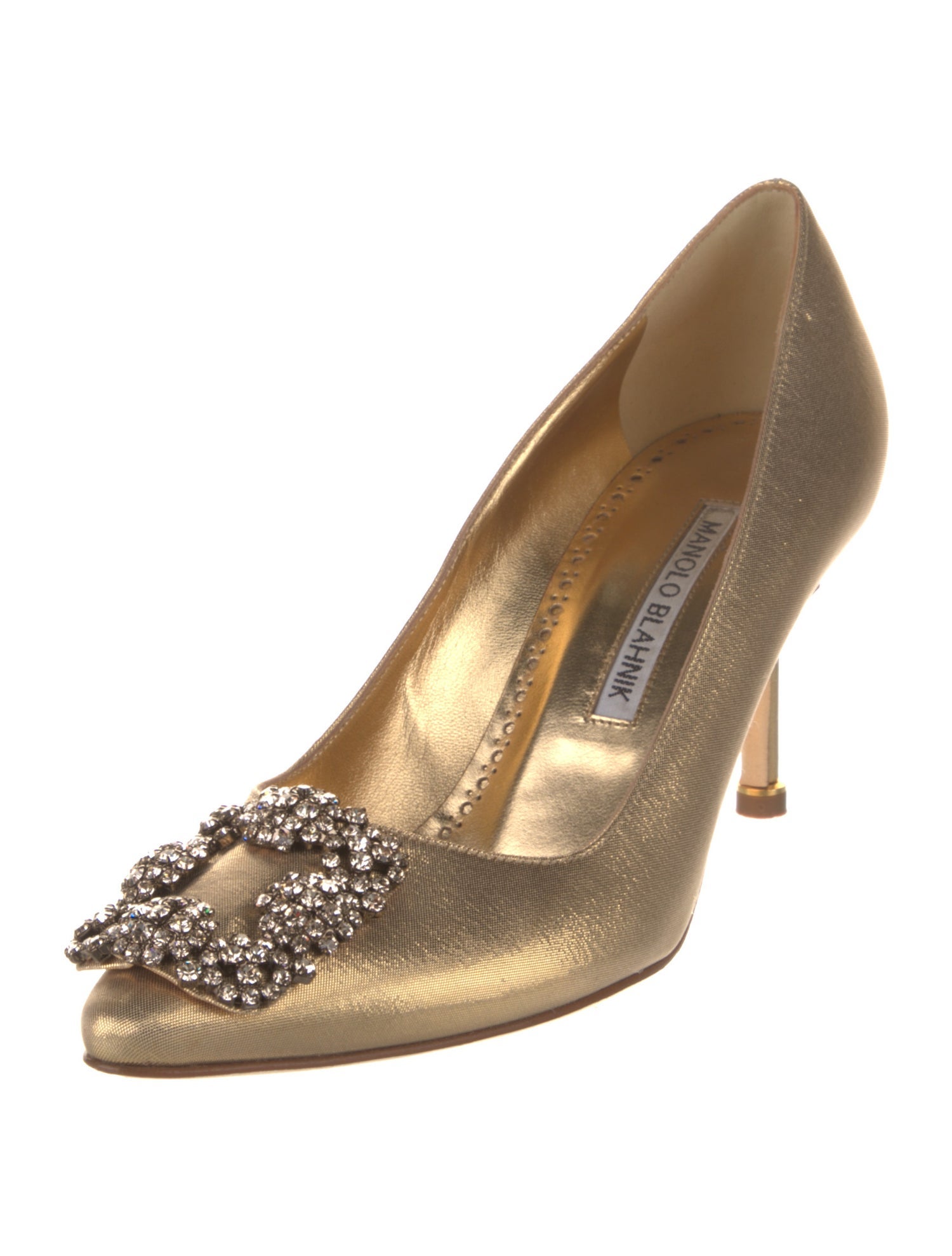 Manolo Blahnik Leather Crystal Embellishments Pumps