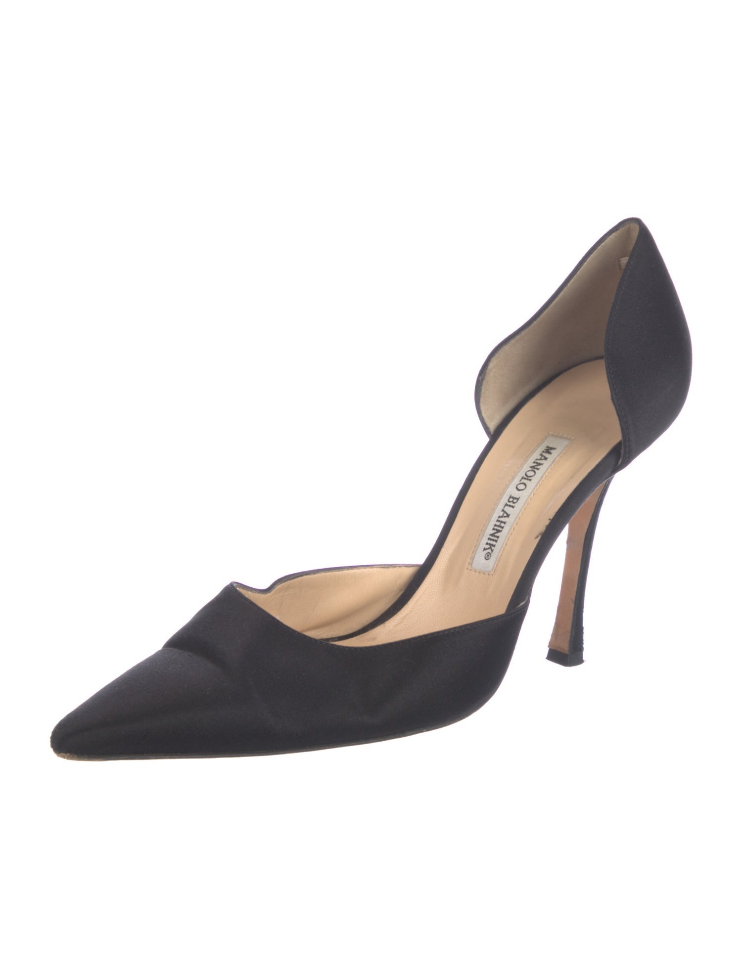 Manolo Blahnik Satin D'Orsay Pumps