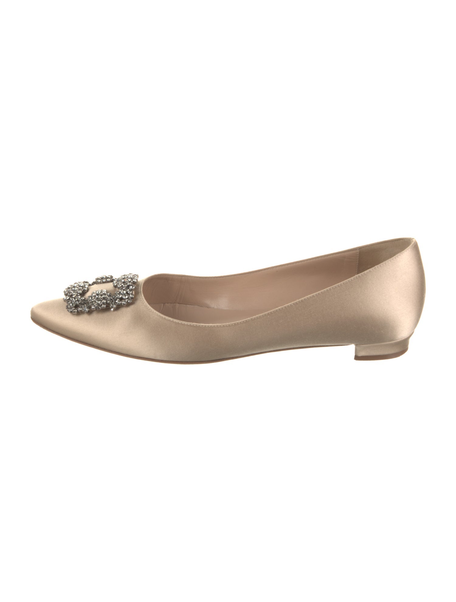 Manolo Blahnik Satin Crystal Embellishments Flats