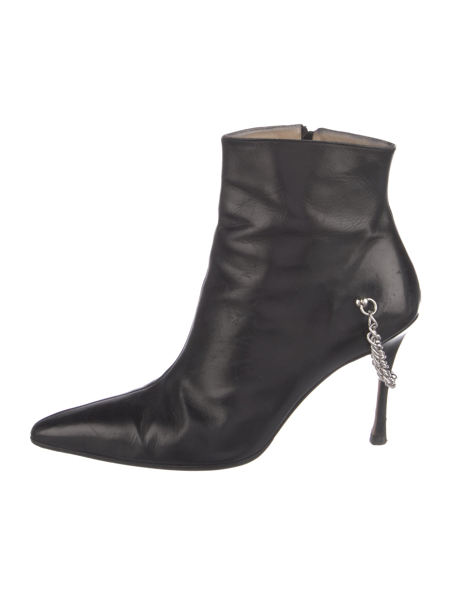 Manolo Blahnik Leather Chain-Link Accents Boots