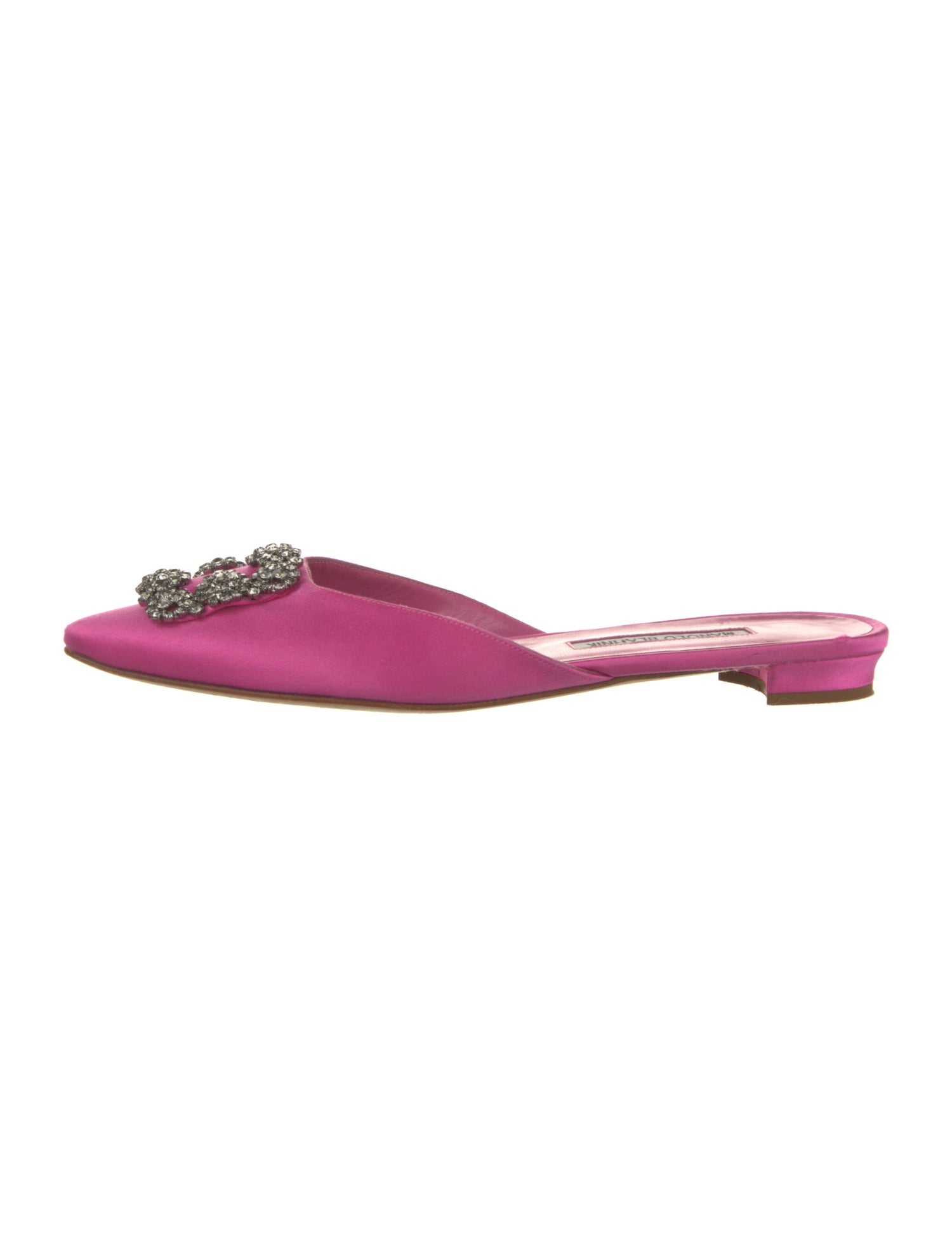 Manolo Blahnik Satin Crystal Embellishments Mules