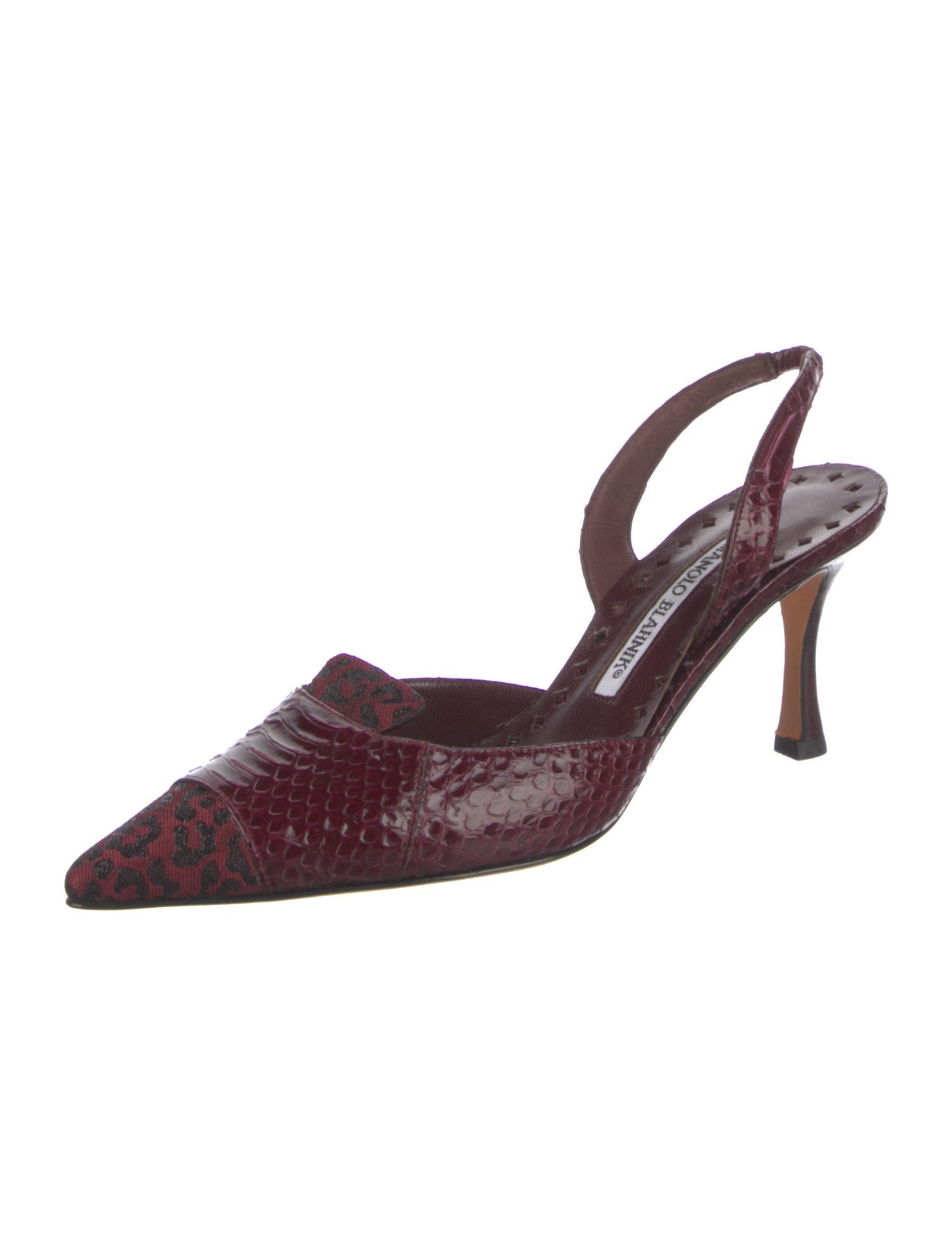 Manolo Blahnik Python Animal Print Slingback Pumps