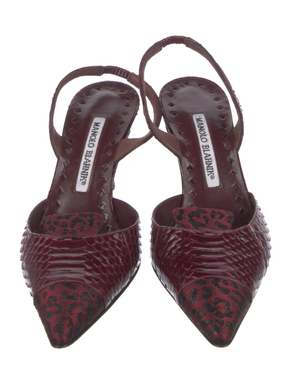 Manolo Blahnik Python Slingback Pumps Burgundy An… - image 3