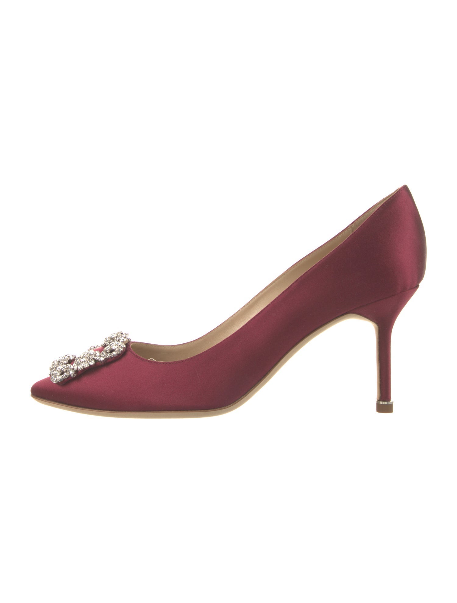 Manolo Blahnik Satin Crystal Embellishments Pumps