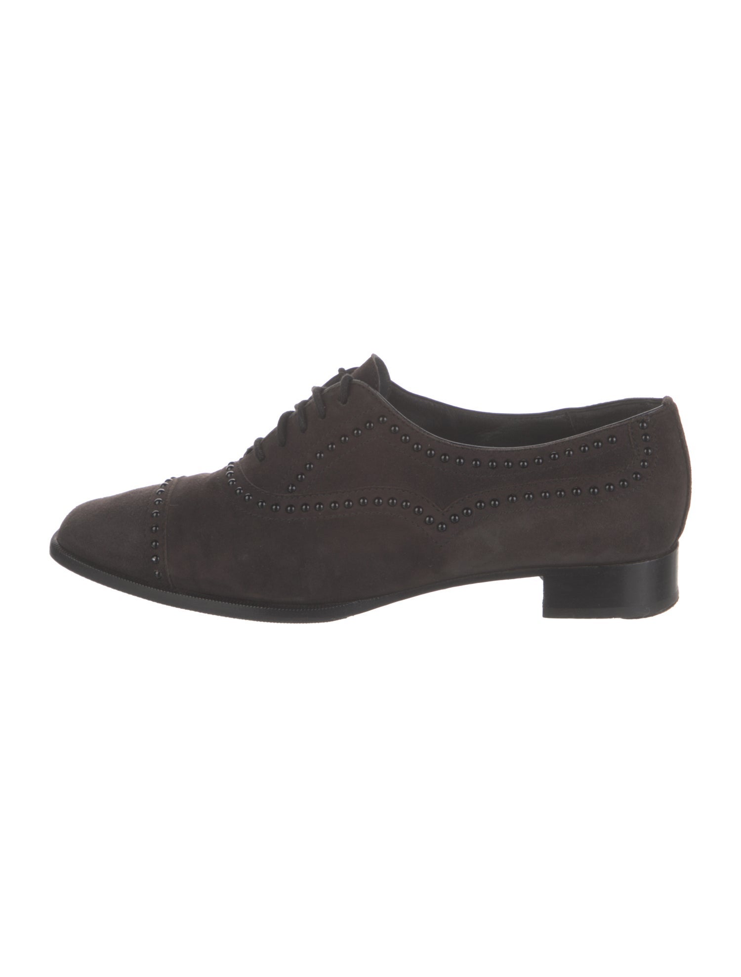 Manolo Blahnik Suede Studded Accents Oxfords