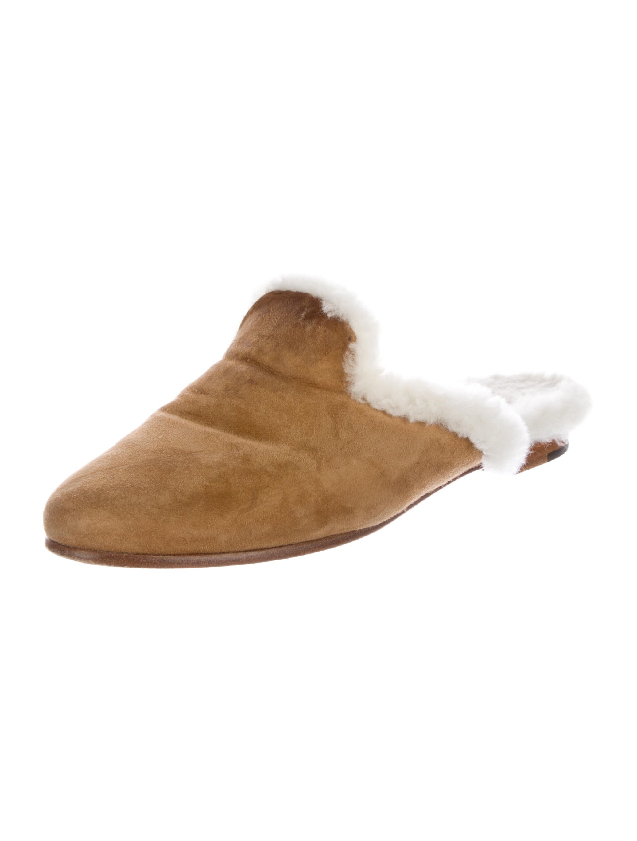 Manolo Blahnik Suede Fur Trim Mules