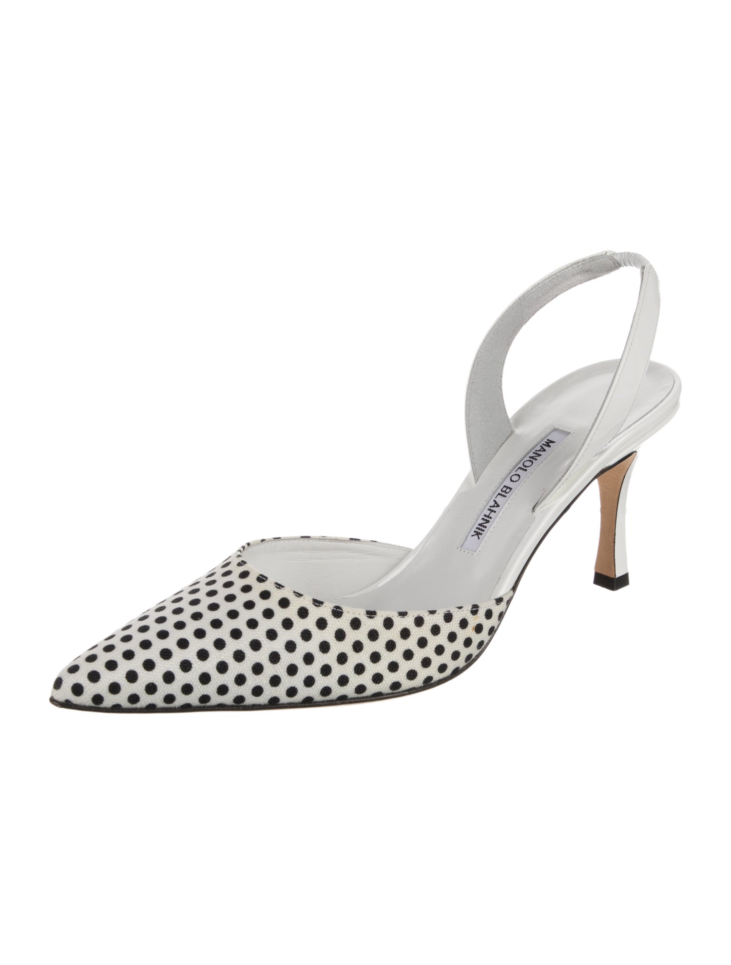 Manolo Blahnik Polka Dot Print Slingback Pumps