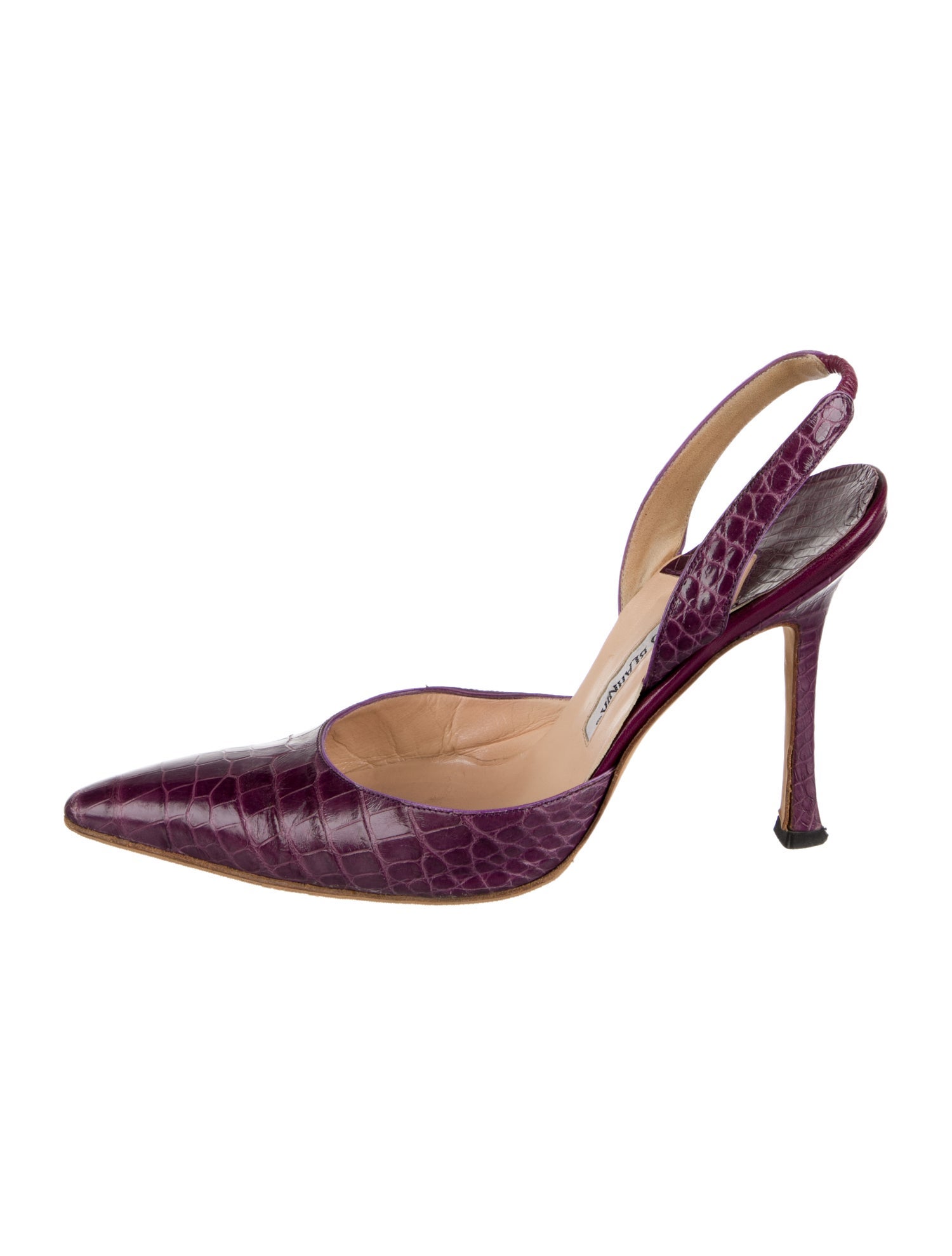 Manolo Blahnik Embossed Leather Slingback Pumps