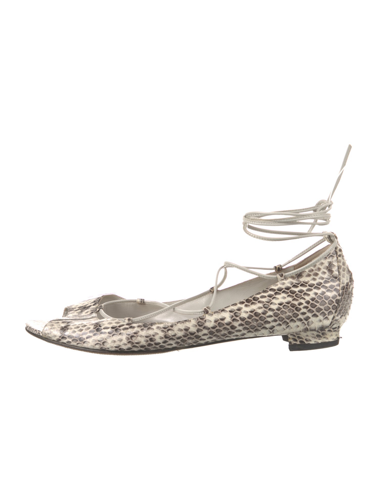 Manolo Blahnik Snakeskin Animal Print Ballet Flats
