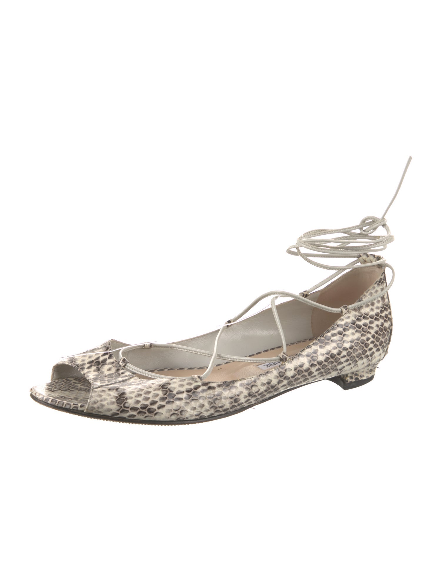 Manolo Blahnik Snakeskin Animal Print Ballet Flats