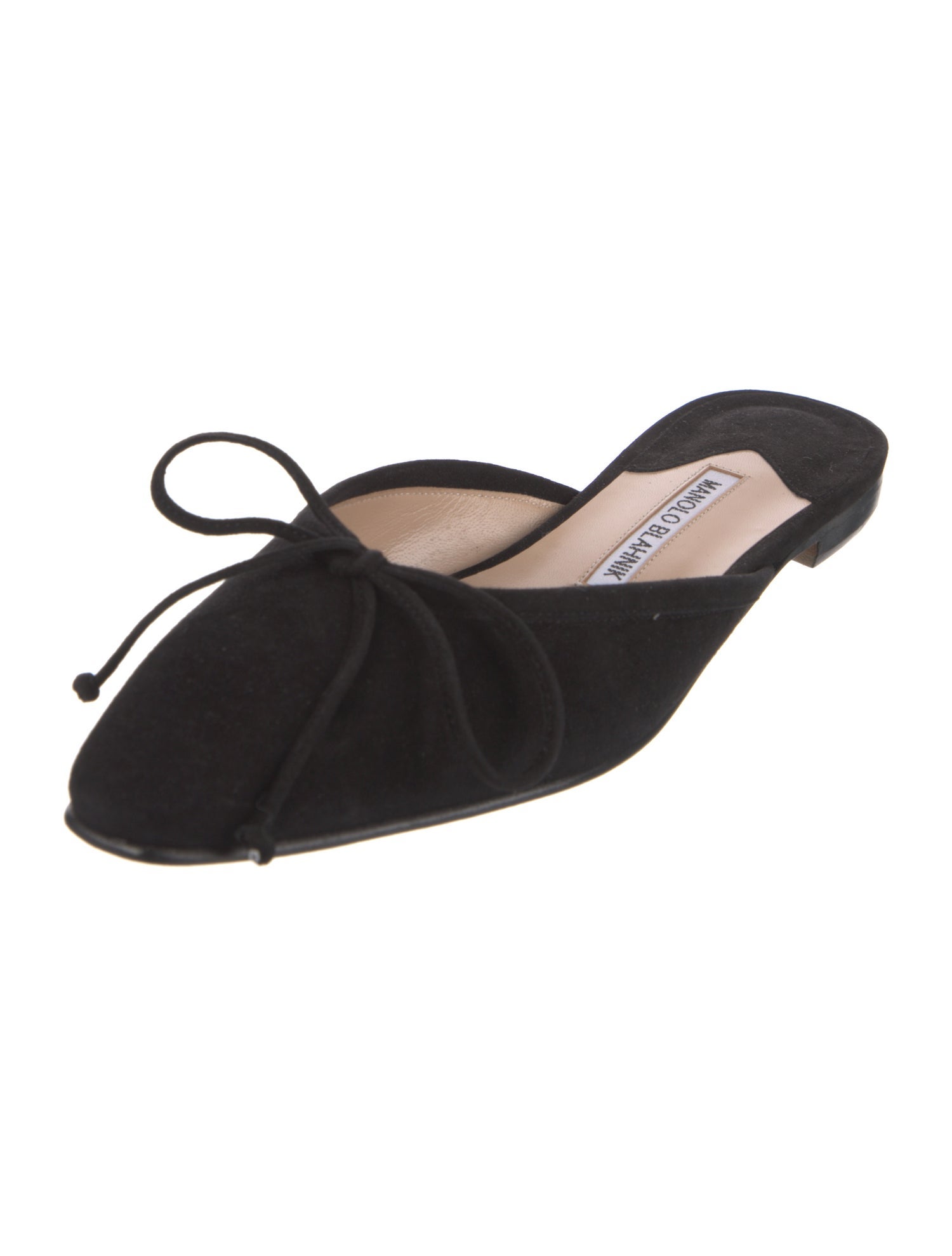 Manolo Blahnik Suede Bow Accents Mules