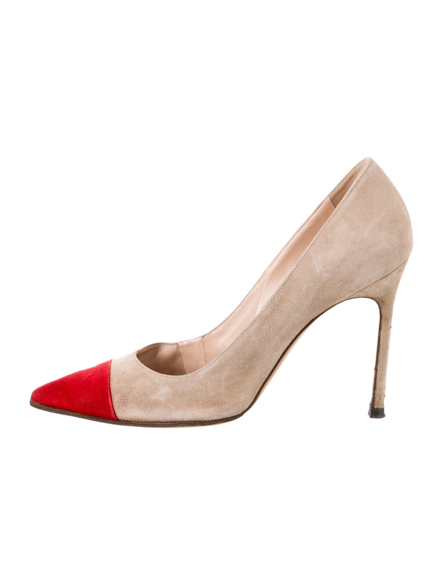 Manolo Blahnik Suede Colorblock Pattern Pumps