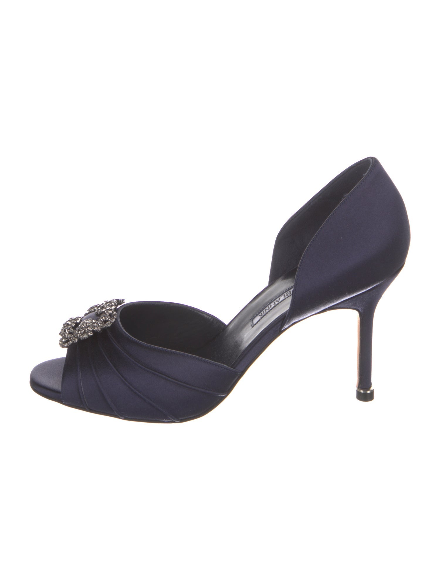 Manolo Blahnik Satin Crystal Embellishments D'Orsay Pumps w/ Tags