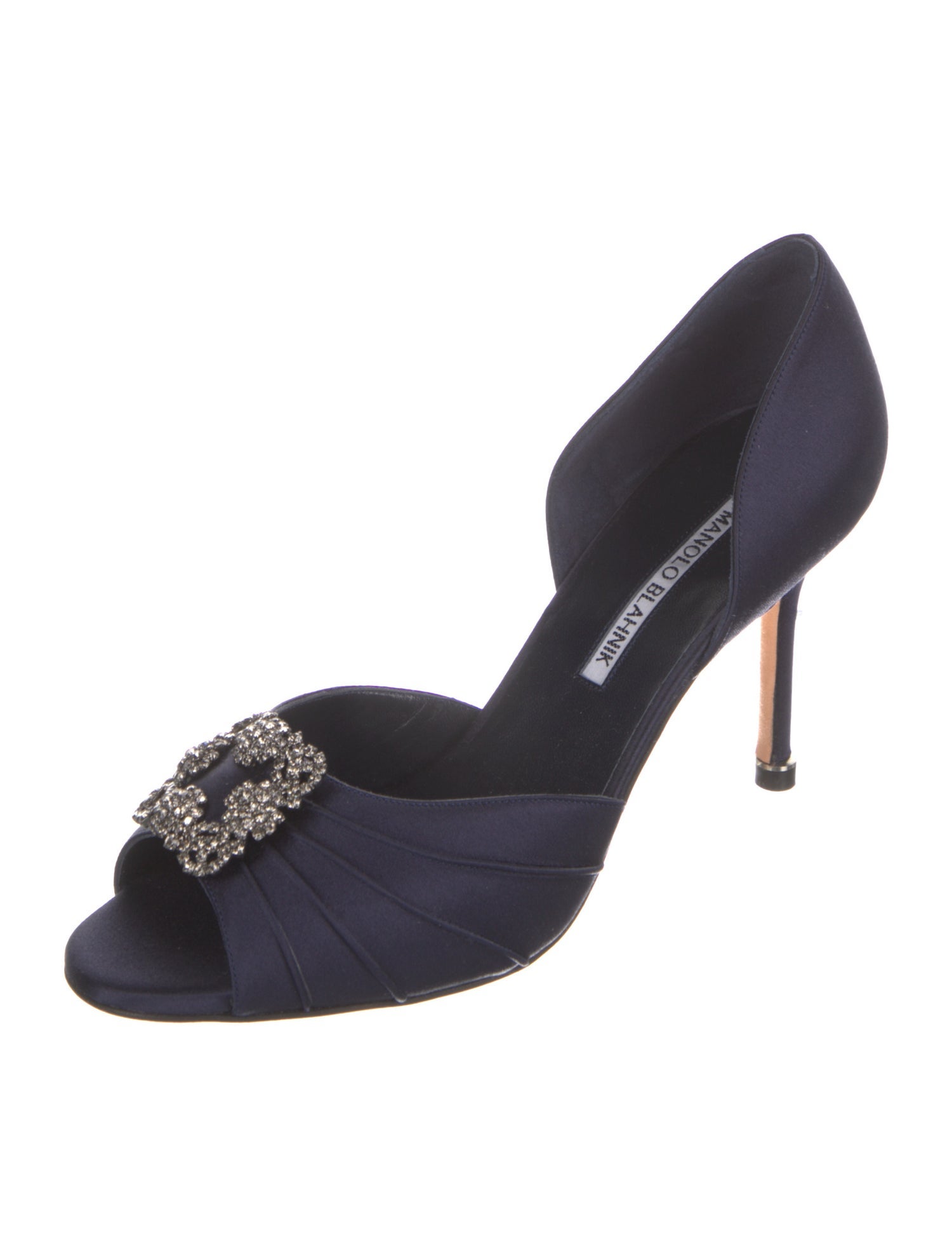 Manolo Blahnik Satin Crystal Embellishments D'Orsay Pumps w/ Tags