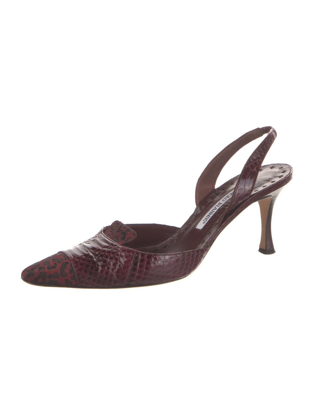 Manolo Blahnik Python Slingback Pumps Burgundy An… - image 2