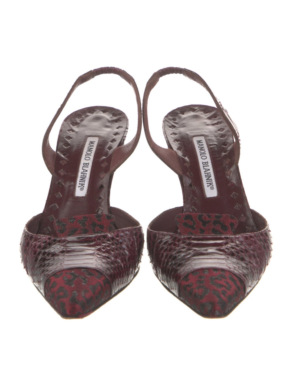 Manolo Blahnik Python Slingback Pumps Burgundy An… - image 3