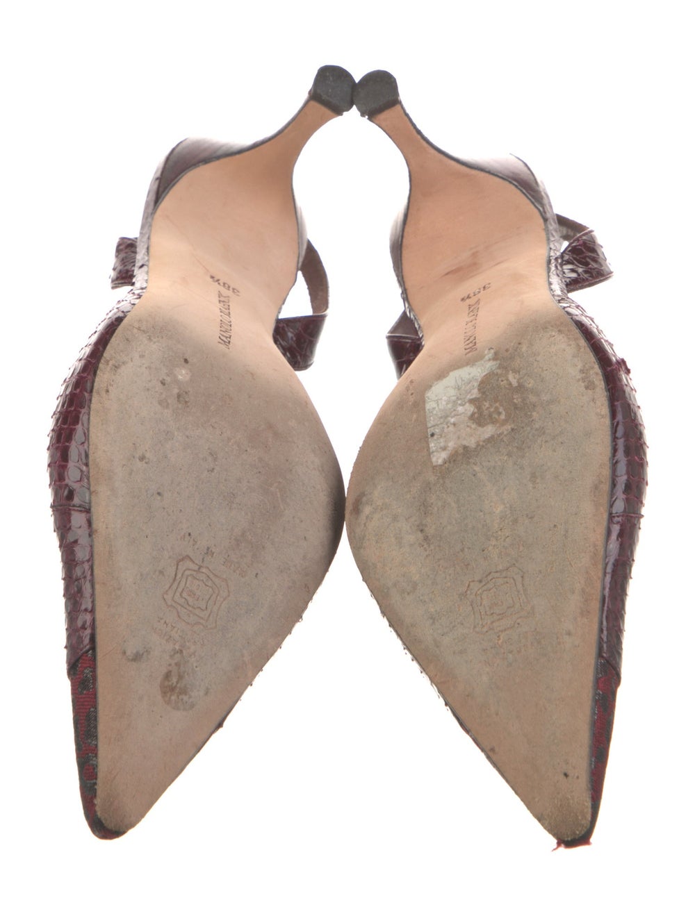 Manolo Blahnik Python Slingback Pumps Burgundy An… - image 5