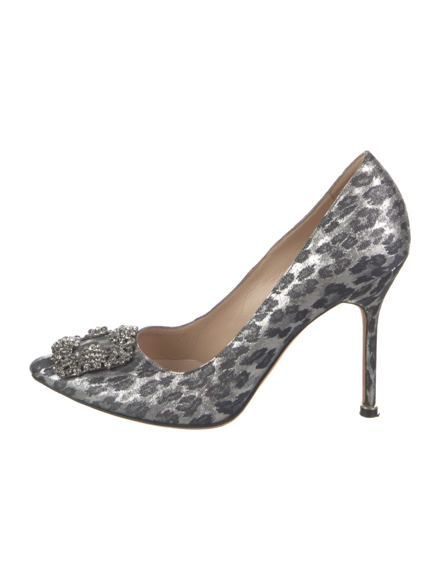Manolo Blahnik Animal Print Crystal Embellishments Pumps