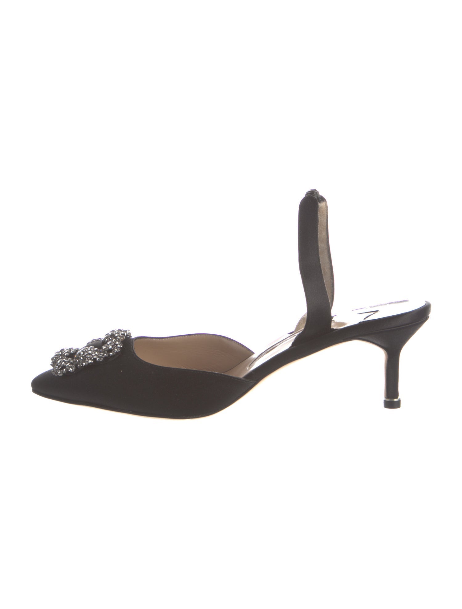 Manolo Blahnik Satin Crystal Embellishments Mules