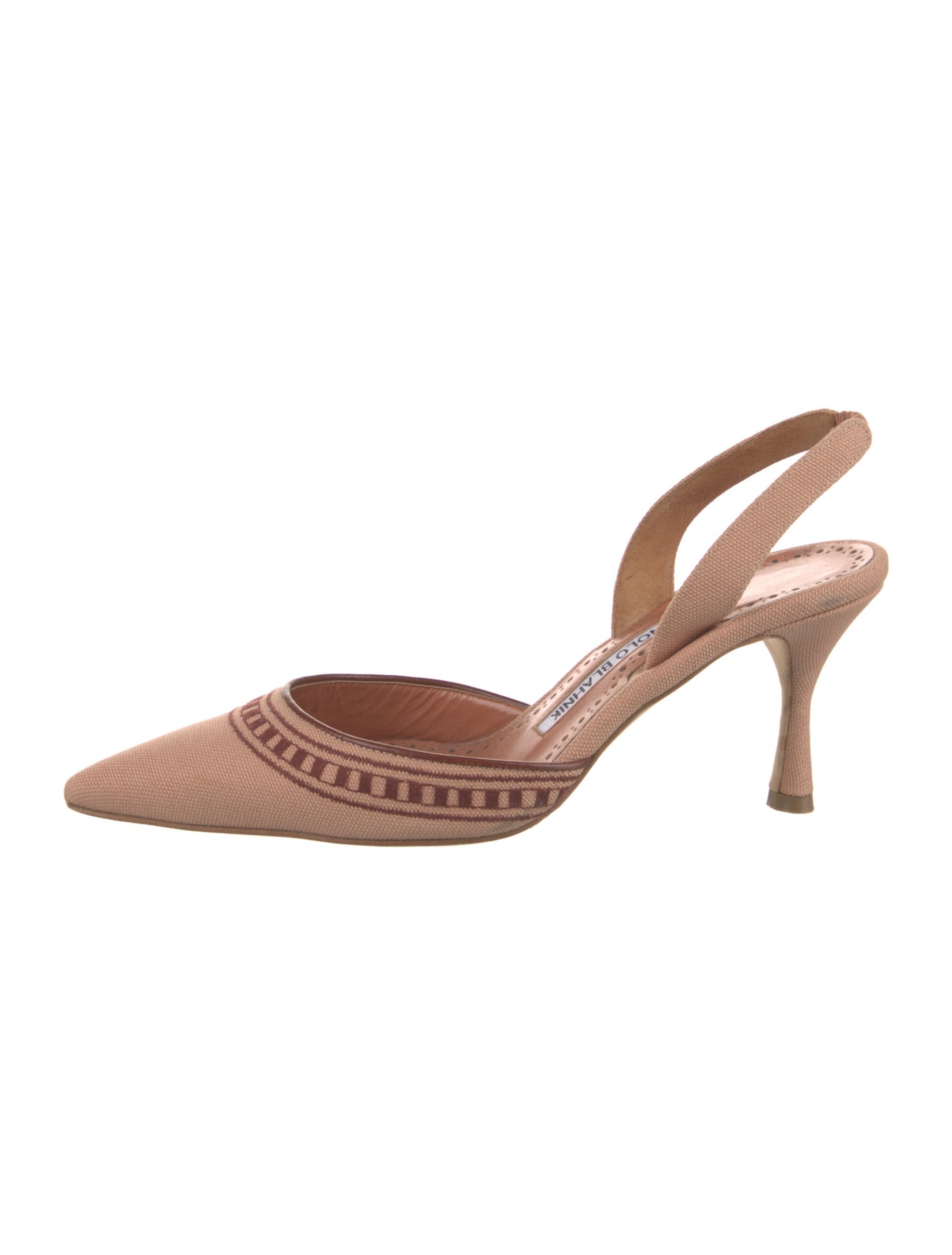 Graphic Print Embroidered Accent Slingback Pumps