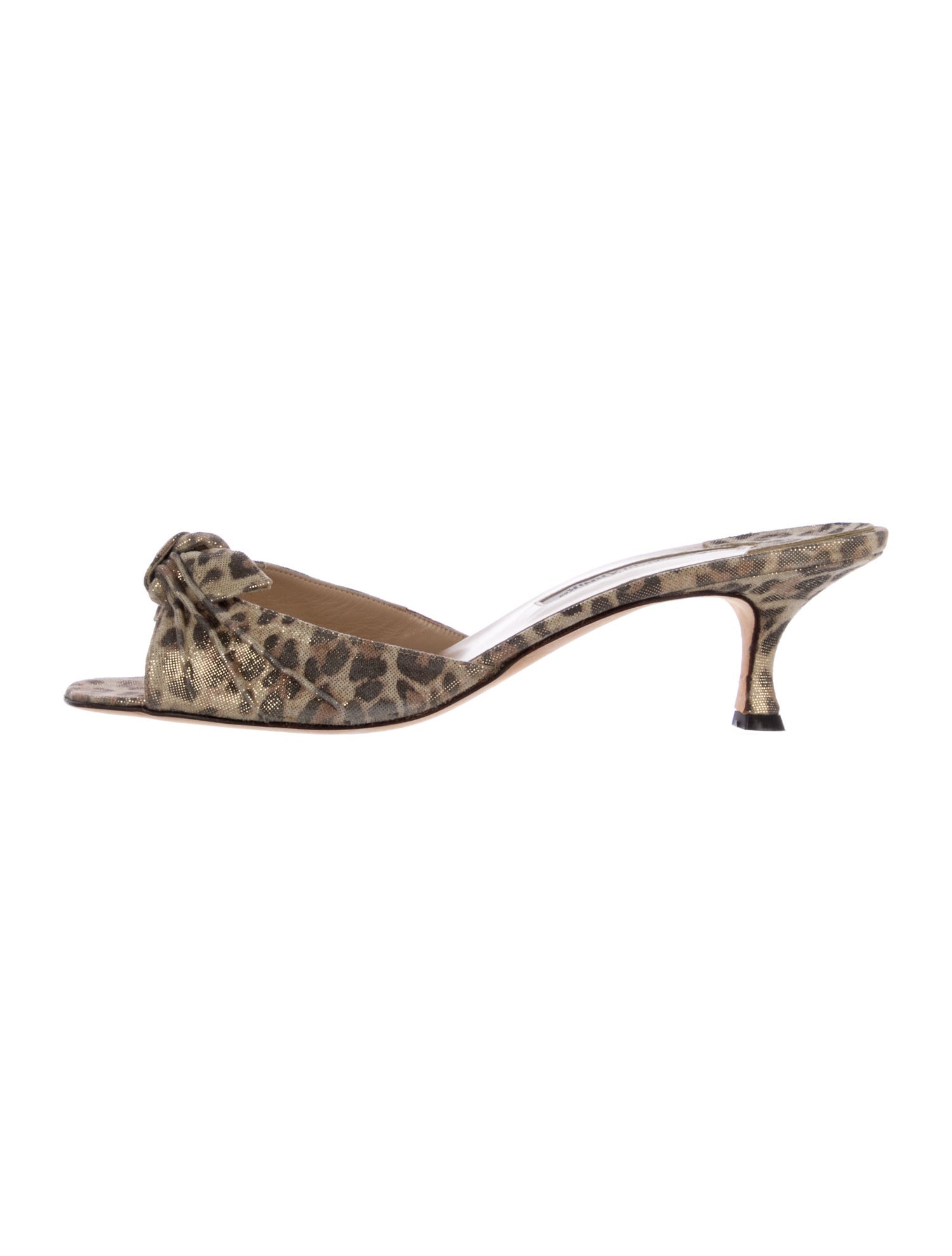 Manolo Blahnik Leather Animal Print Slides