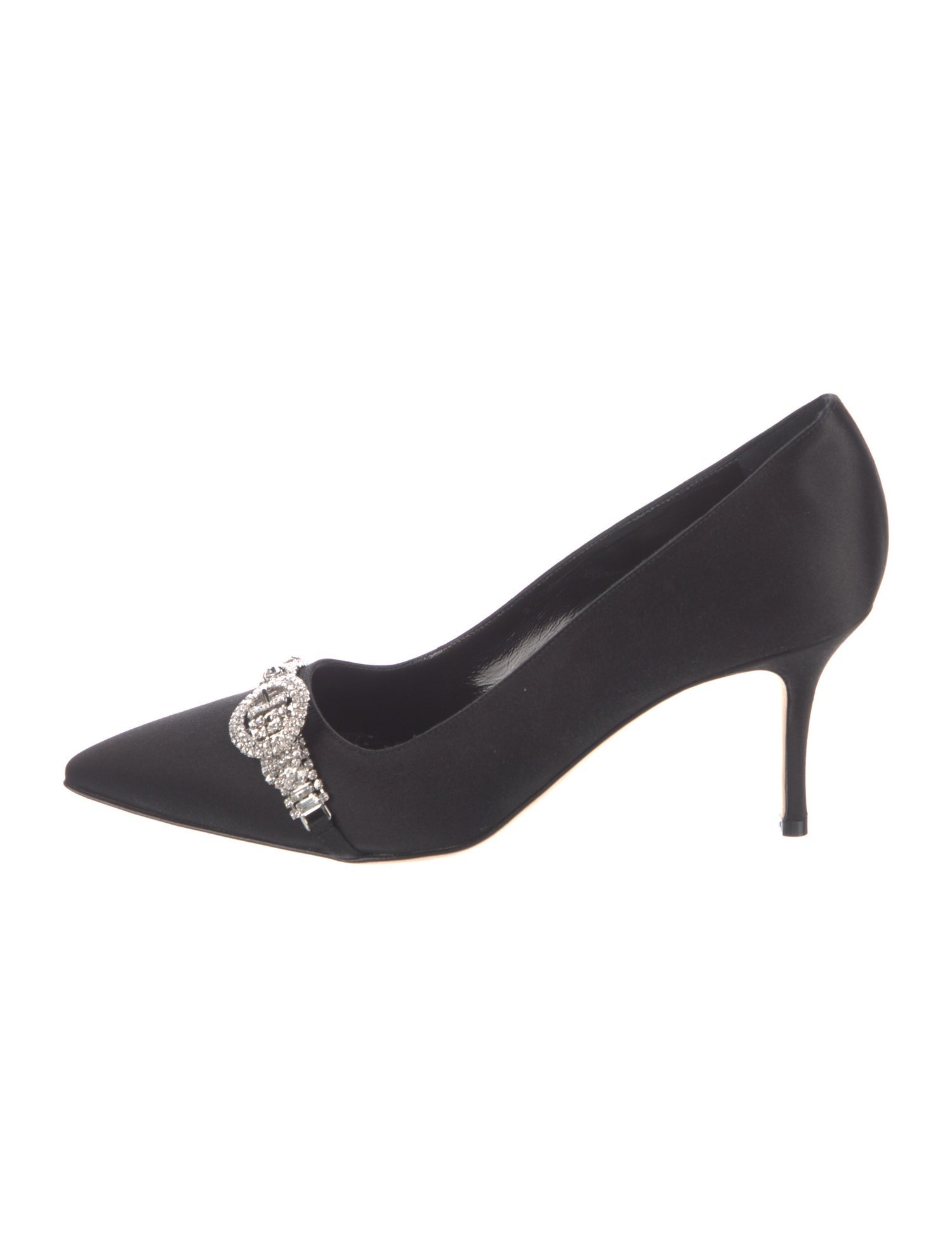 Manolo Blahnik Satin Crystal Embellishments Pumps
