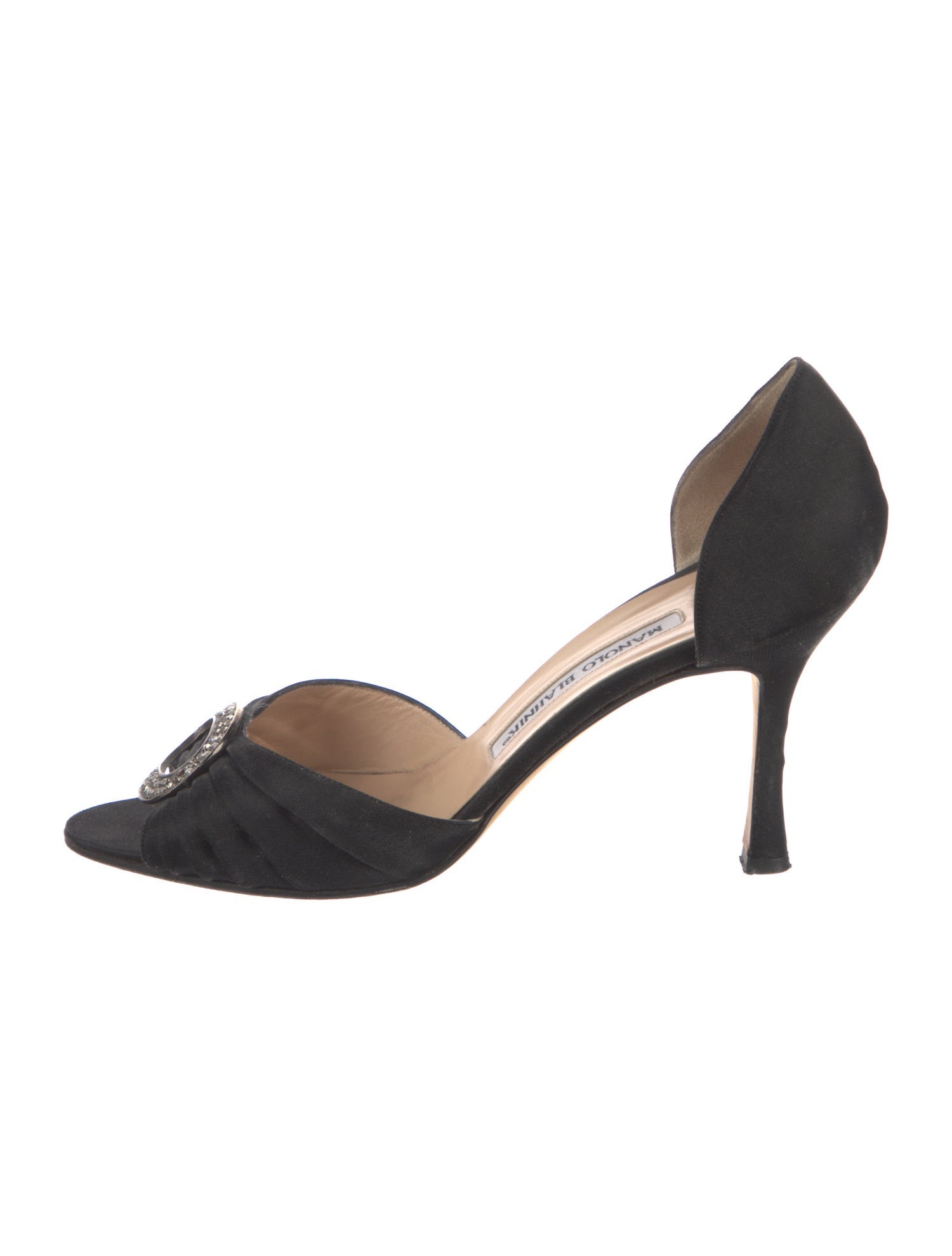 Manolo Blahnik Satin Crystal Embellishments Sandals