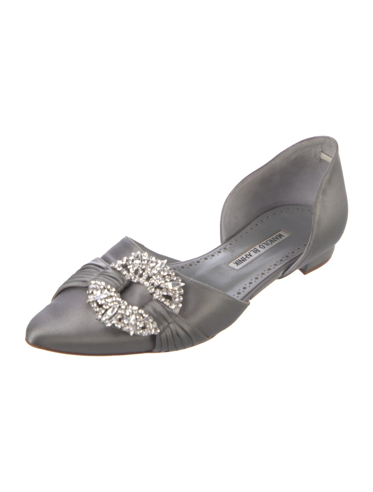 Manolo Blahnik Satin D'Orsay Flats